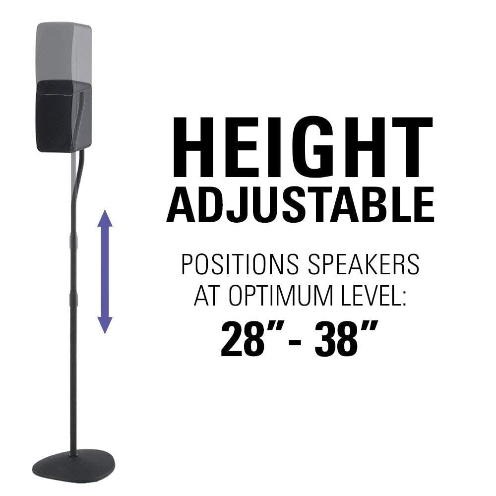 SANUS Adjustable Height Speaker Stand - Extends 28" to 38" - Holds Satellite & Small Bookshelf Speakers & SANUS Soundbar Mount with Height & Depth Adjust - Image 4