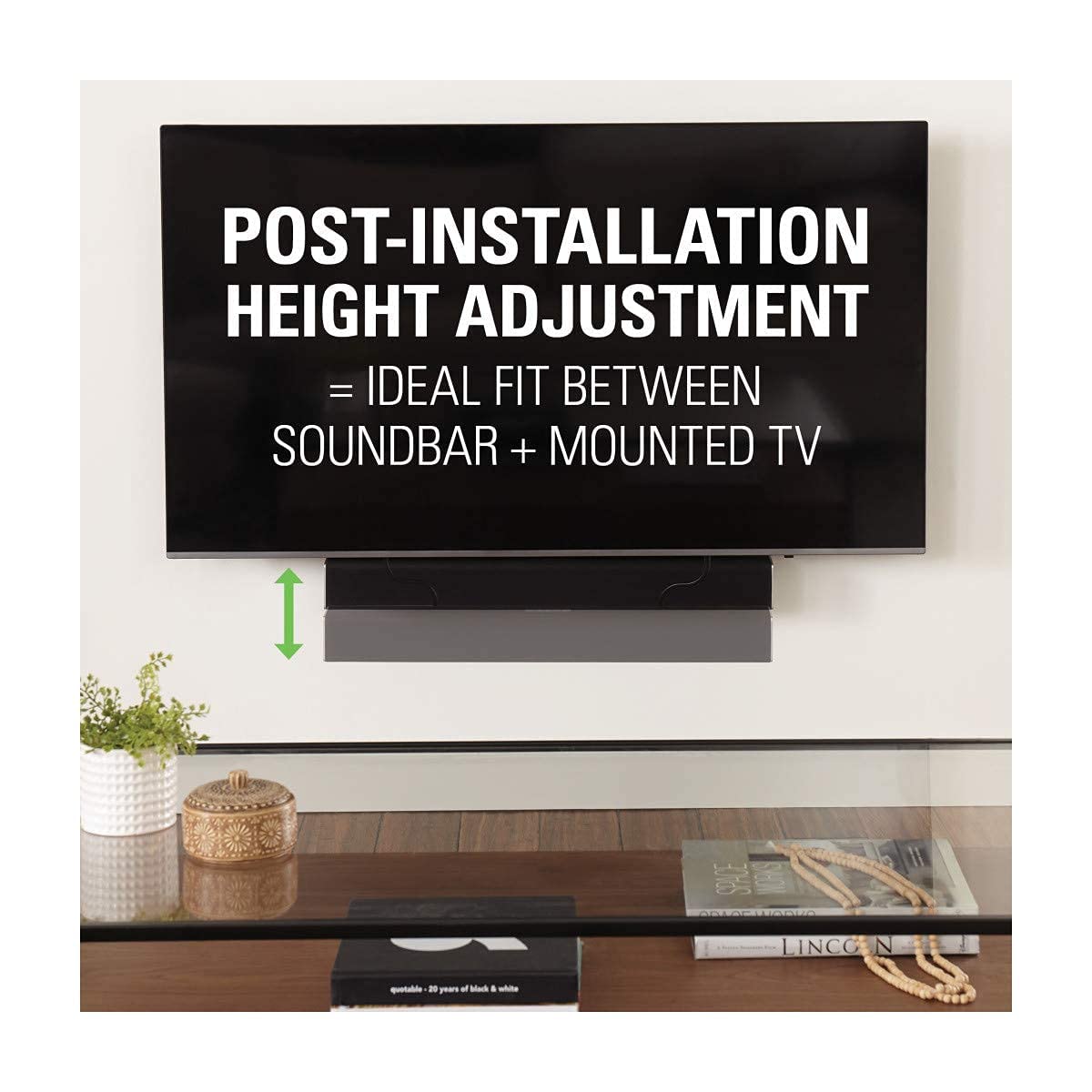 SANUS Advanced Universal Tilt 4D Premium TV Wall Mount Bracket for Most 42"- 90" Flat Screen TVs & SANUS Soundbar Mount for TV Mount Bracket - Height & Depth Adjustments - Image 7