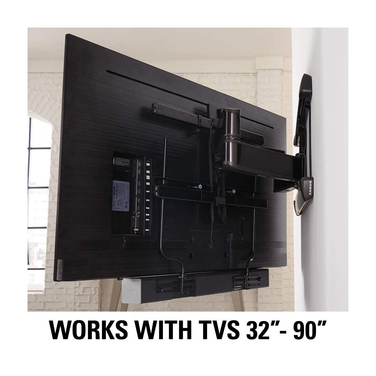 SANUS Advanced Universal Tilt 4D Premium TV Wall Mount Bracket for Most 42"- 90" Flat Screen TVs & SANUS Soundbar Mount for TV Mount Bracket - Height & Depth Adjustments - Image 8