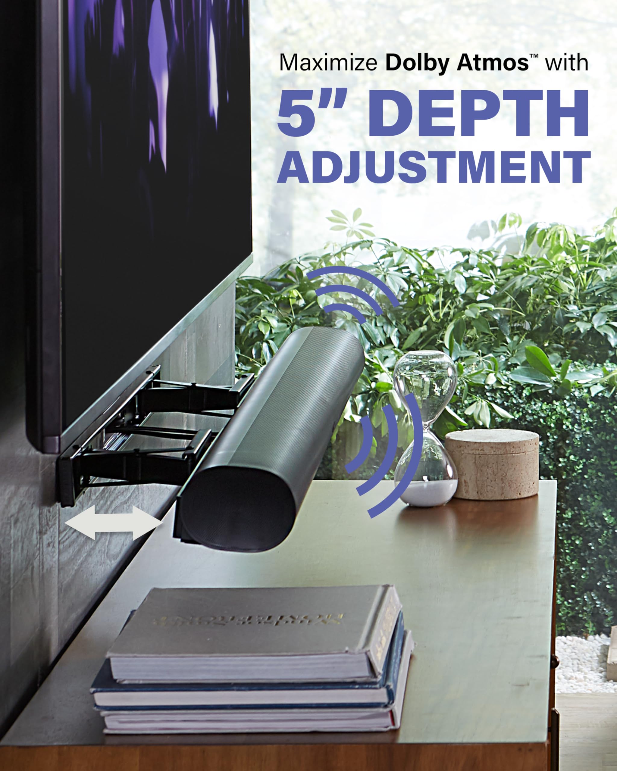 SANUS Extendable Soundbar Wall Mount for Sonos Arc & Sonos Arc Ultra Soundbar – 5” Depth Adjustment Optimized for Dolby Atmos - Black Speaker Mount - Image 3