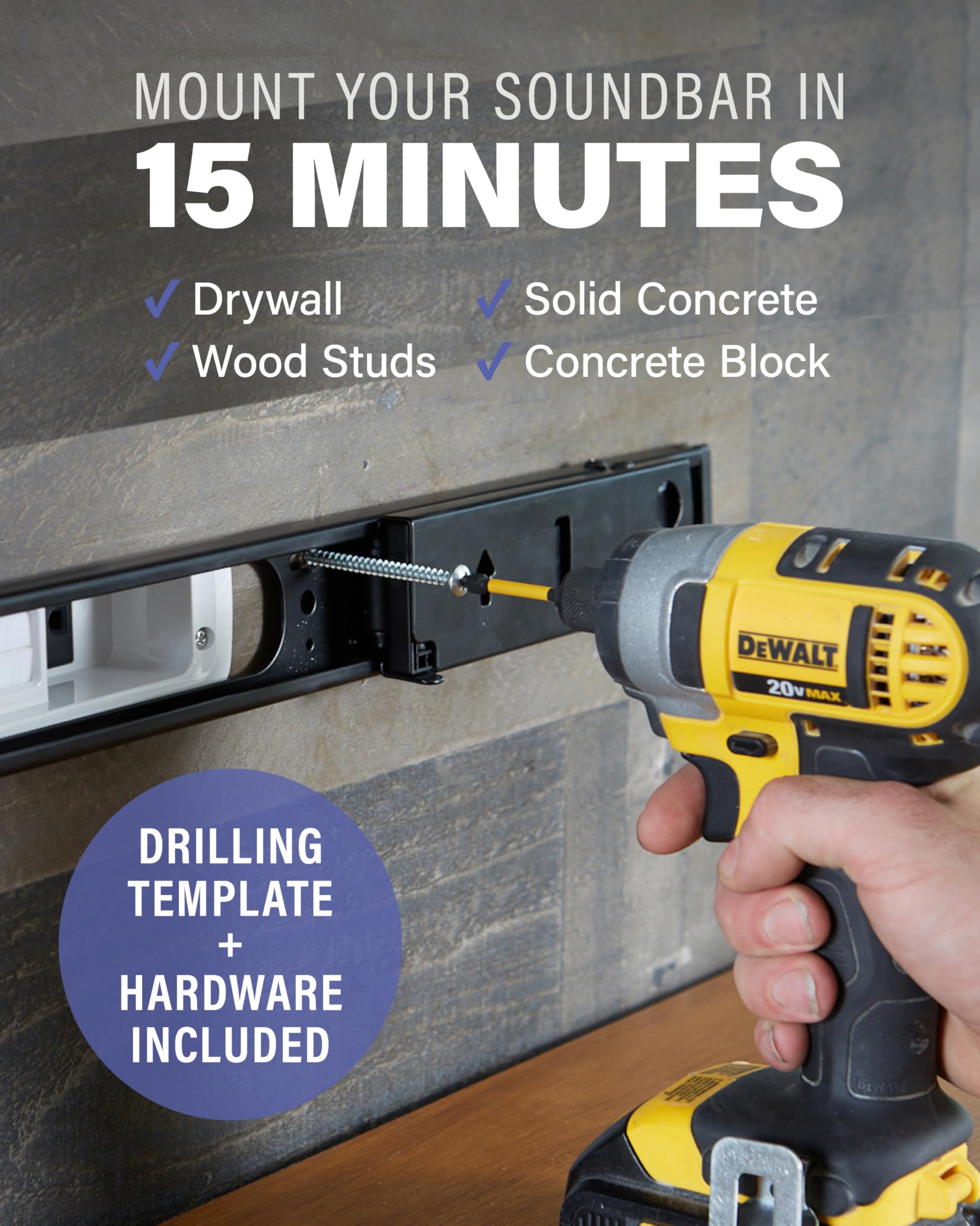 SANUS Extendable Soundbar Wall Mount for Sonos Arc & Sonos Arc Ultra Soundbar – 5” Depth Adjustment Optimized for Dolby Atmos - Black Speaker Mount - Image 5