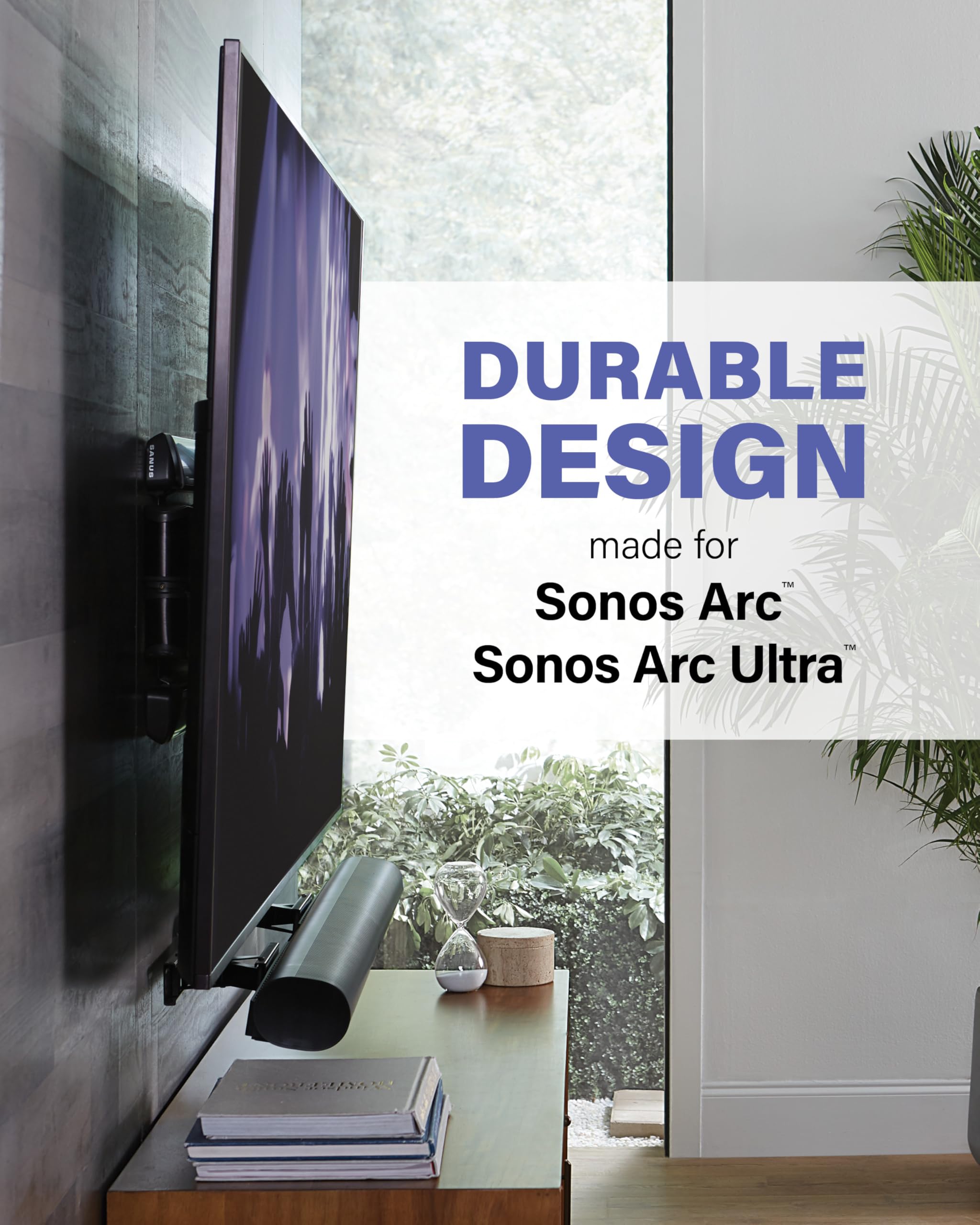 SANUS Extendable Soundbar Wall Mount for Sonos Arc & Sonos Arc Ultra Soundbar – 5” Depth Adjustment Optimized for Dolby Atmos - Black Speaker Mount - Image 6