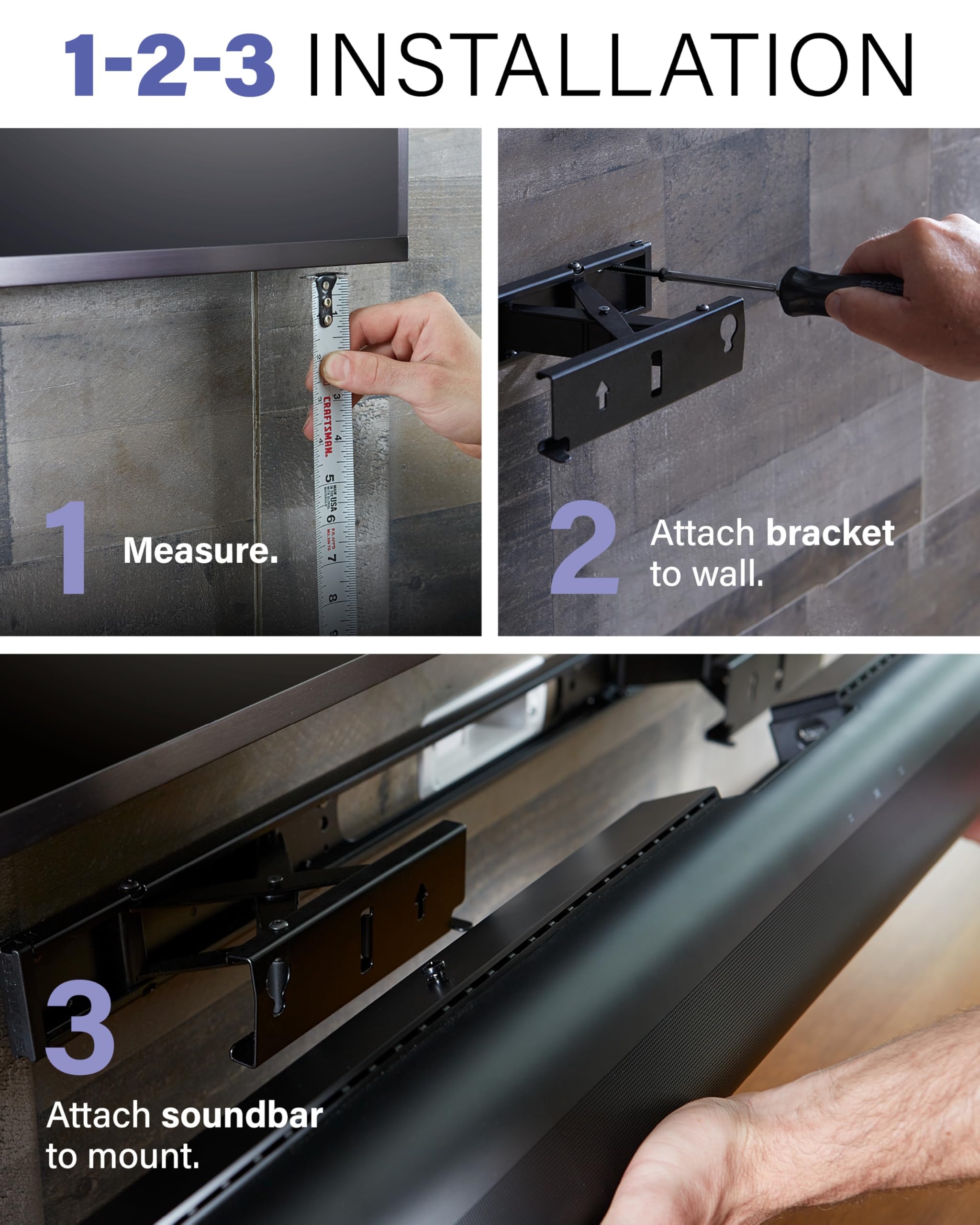 SANUS Extendable Soundbar Wall Mount for Sonos Arc & Sonos Arc Ultra Soundbar – 5” Depth Adjustment Optimized for Dolby Atmos - Black Speaker Mount - Image 7