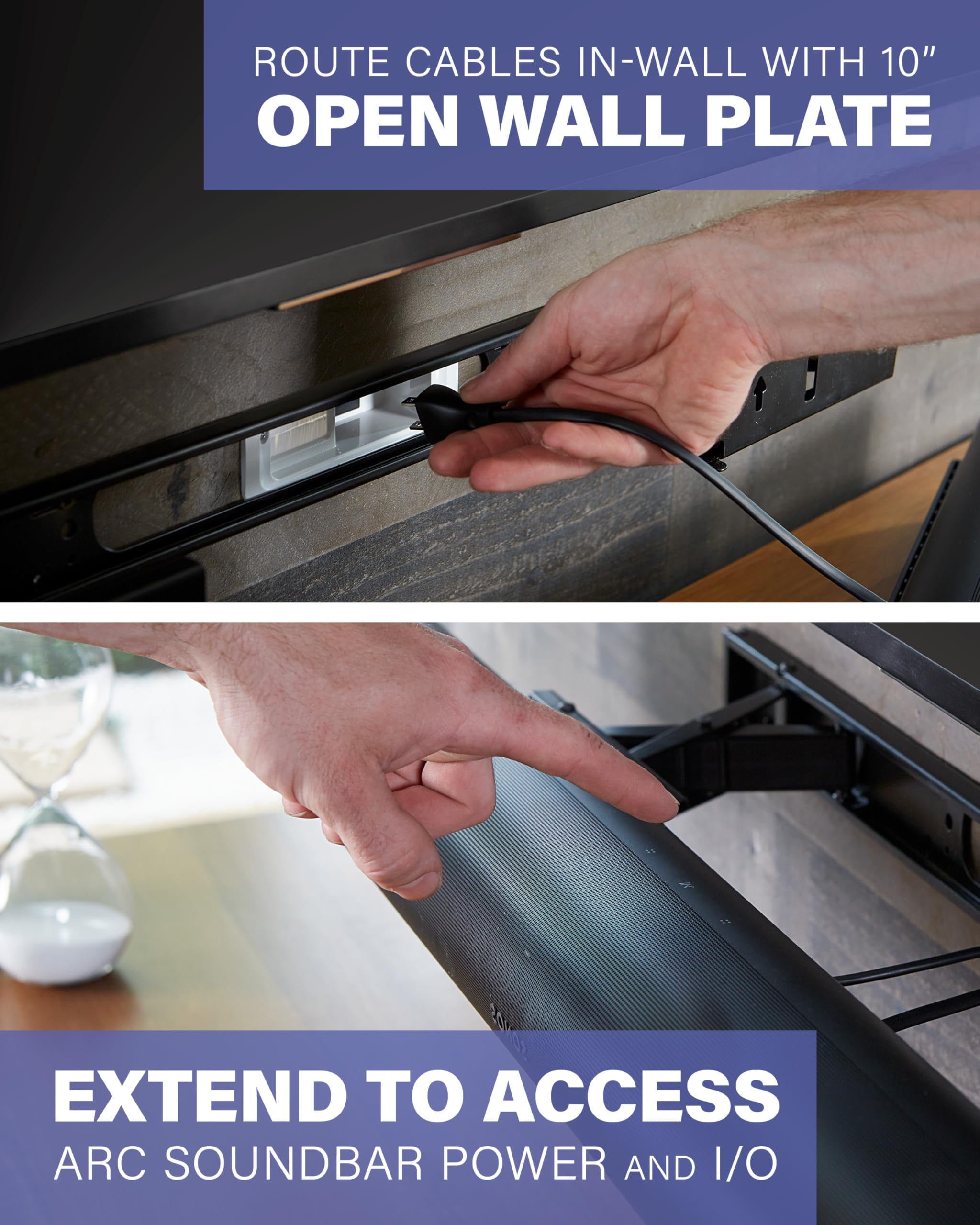 SANUS Extendable Soundbar Wall Mount for Sonos Arc & Sonos Arc Ultra Soundbar – 5” Depth Adjustment Optimized for Dolby Atmos - Black Speaker Mount - Image 8