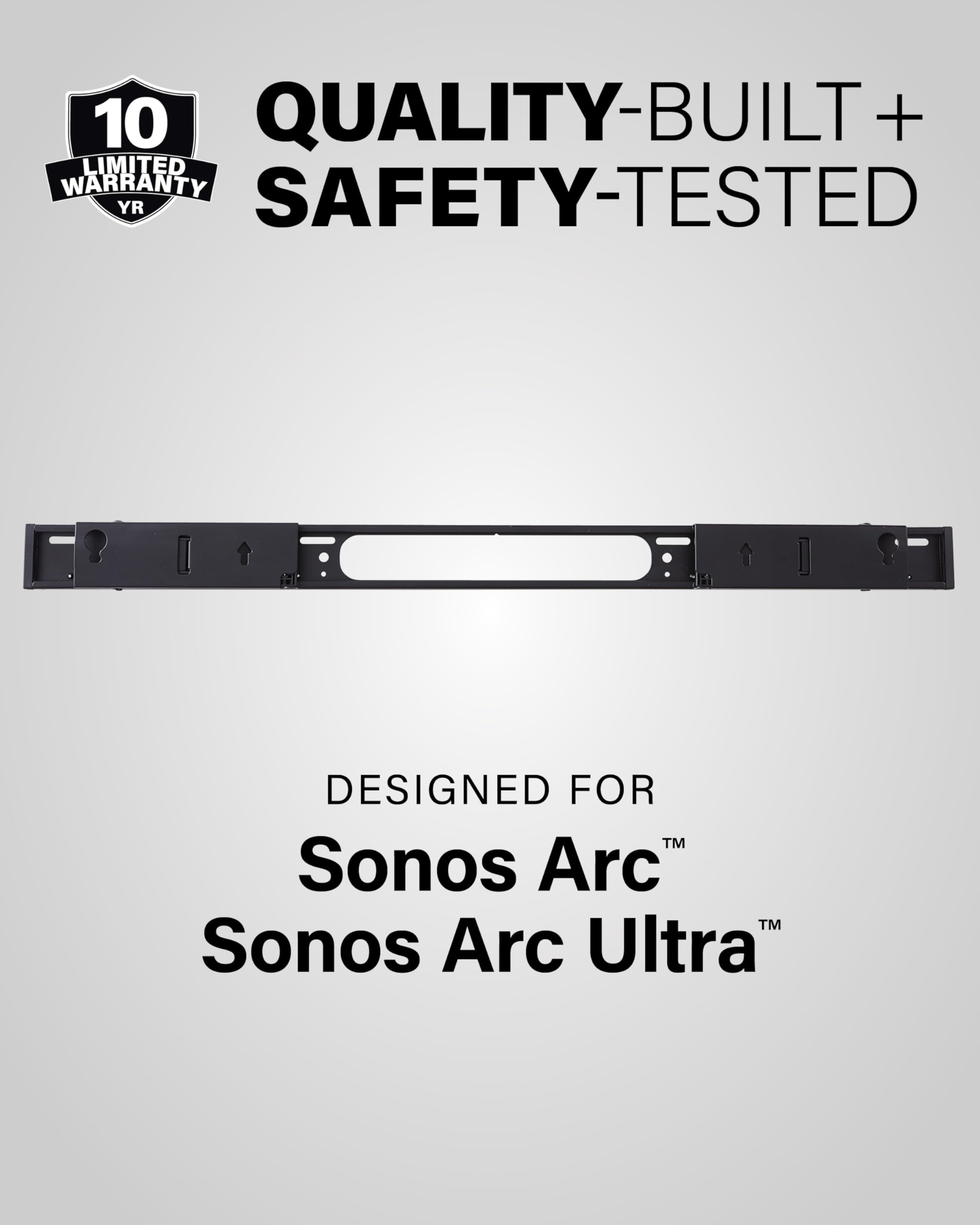 SANUS Extendable Soundbar Wall Mount for Sonos Arc & Sonos Arc Ultra Soundbar – 5” Depth Adjustment Optimized for Dolby Atmos - Black Speaker Mount - Image 9