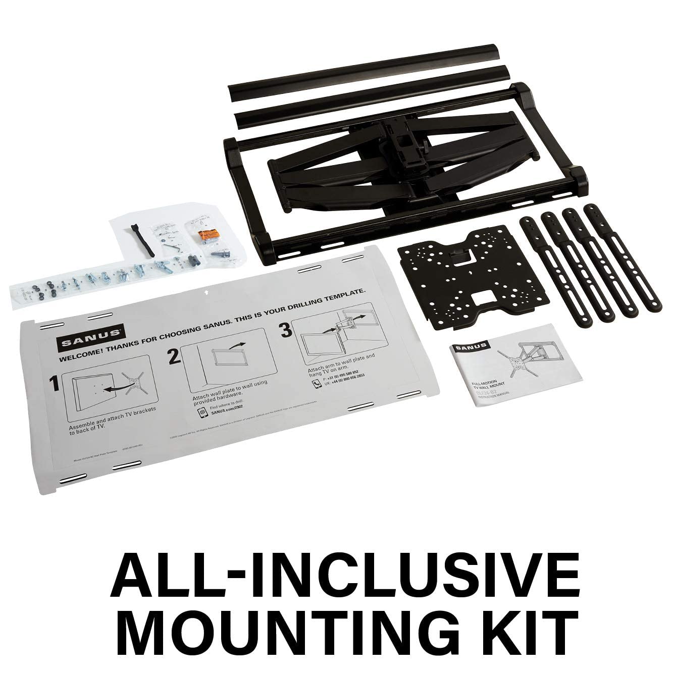 SANUS Extra Large TV Wall Mount Swivel & Tilt - Premium Universal Design fits TVs 37"-90" up to 150 lbs & SANUS Soundbar Mount for Most Soundbars up to 15 lbs - Easy Install & Tool Free Adjustments - Image 6