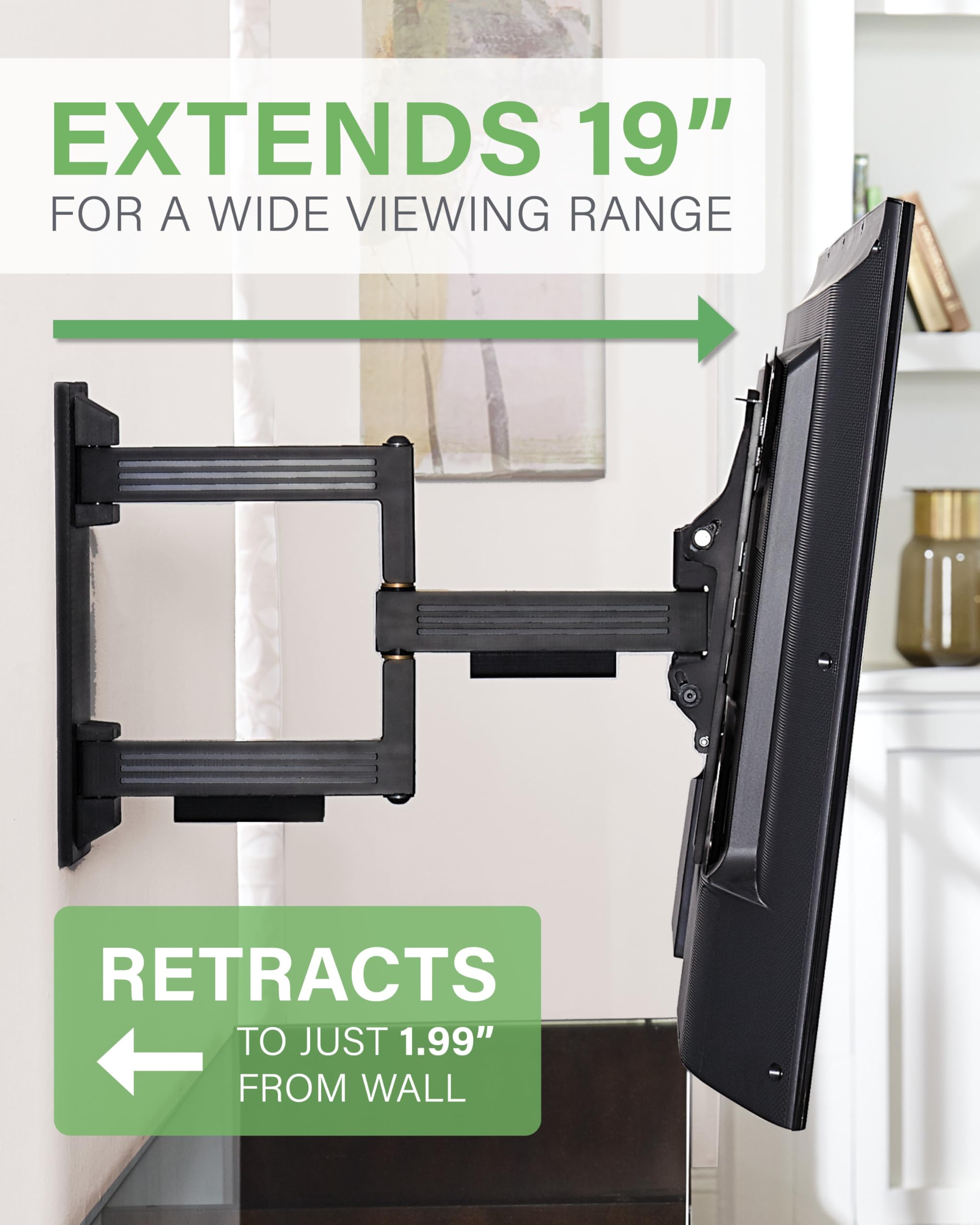 SANUS Full Motion TV Mount - Single Stud 32 to 55 inch TV Wall Mount Tilts, Extends & Swivels - Easy DIY Install Includes All Hardware & Post Install Leveling - Great for Corners - Image 5