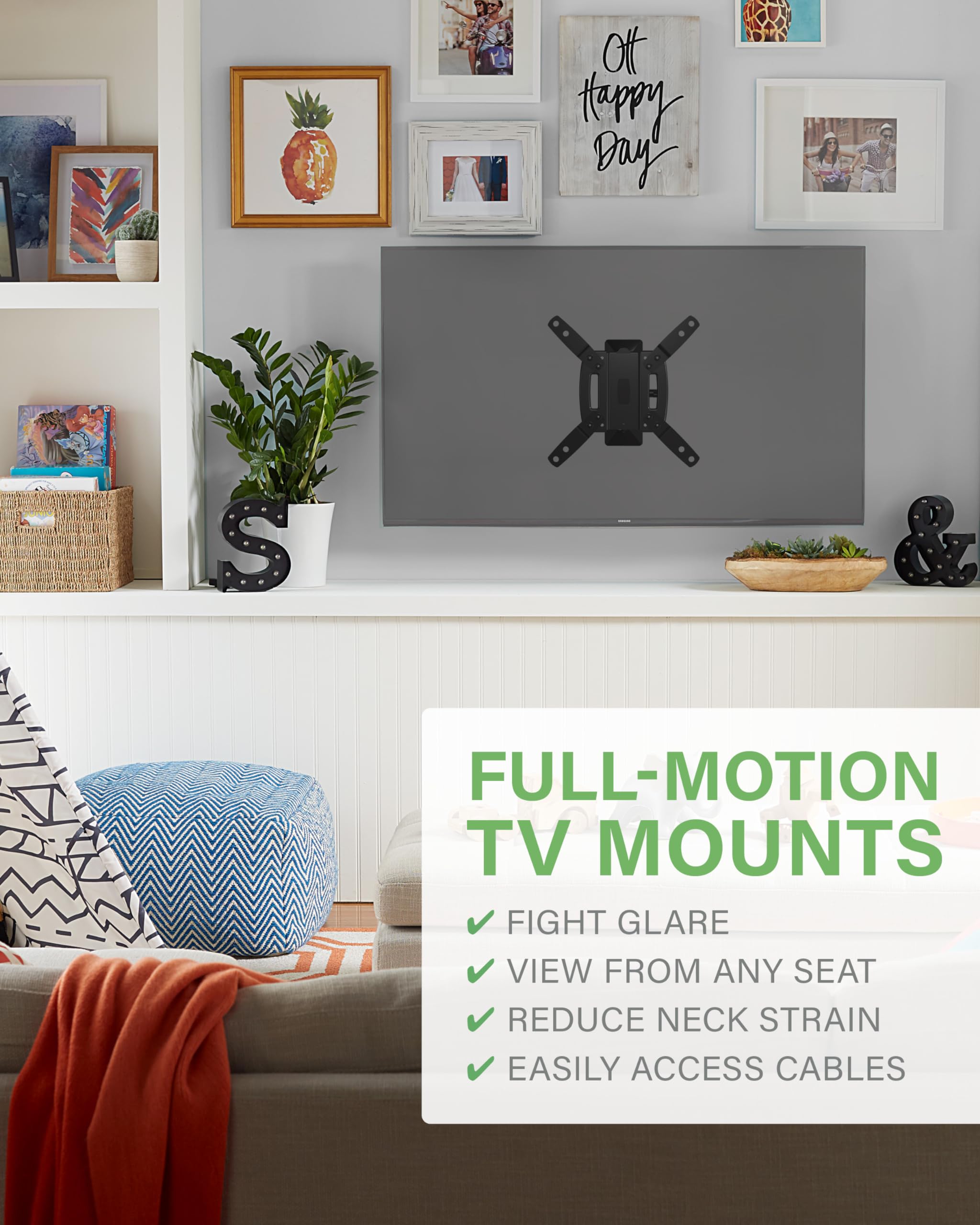 SANUS Full Motion TV Wall Mount for 19–40” Screens – Single Stud Design Tilts, Swivels & Extends – Ideal for Corners – Easy DIY Install with Hardware & Post-Install Leveling - Image 3