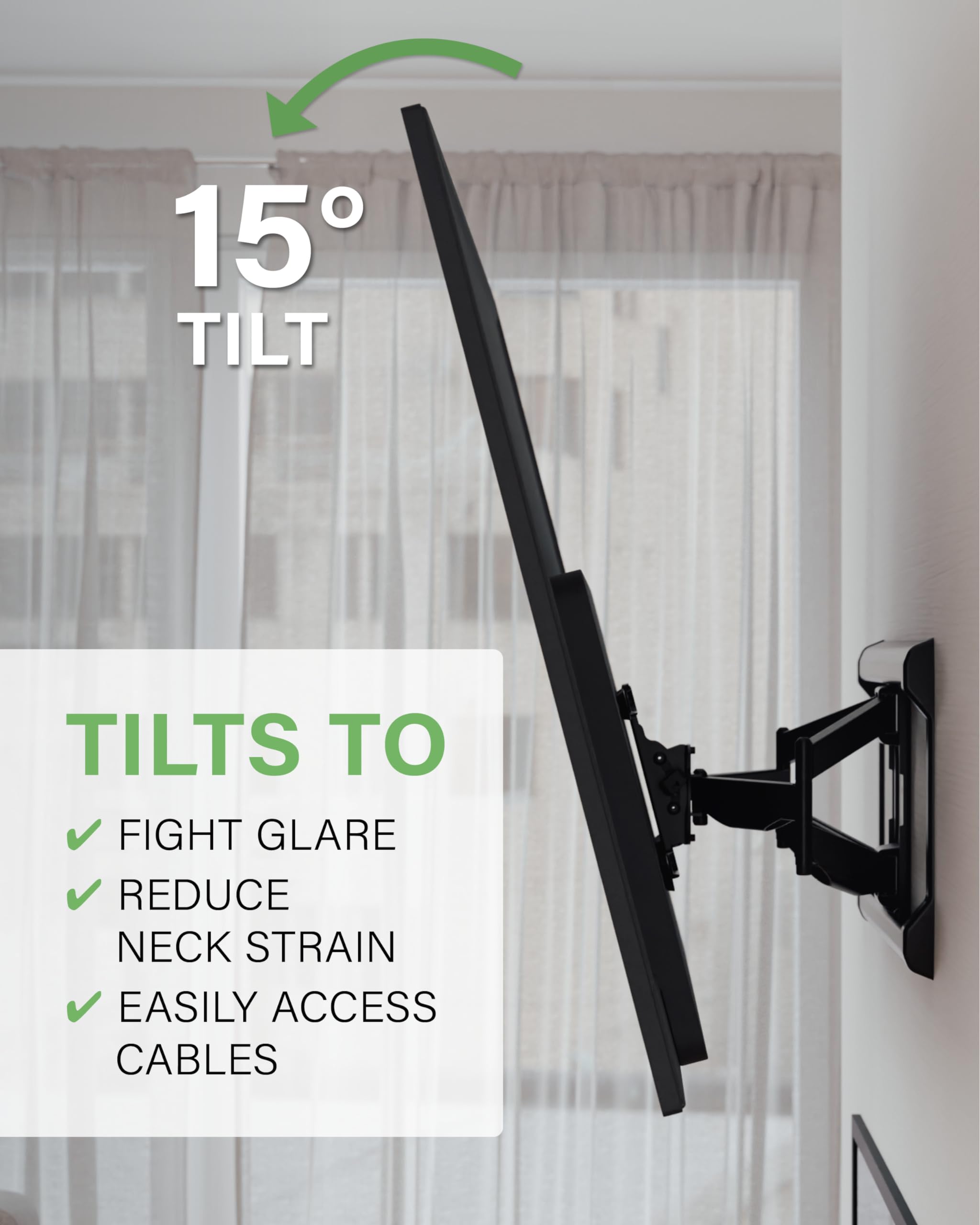 SANUS Full Motion TV Wall Mount for TVs up to 90" - Premium Design Extends 24" with Fingertip Swivel and Tilt - Easy 20 Minute Install - OLF24 - Image 5