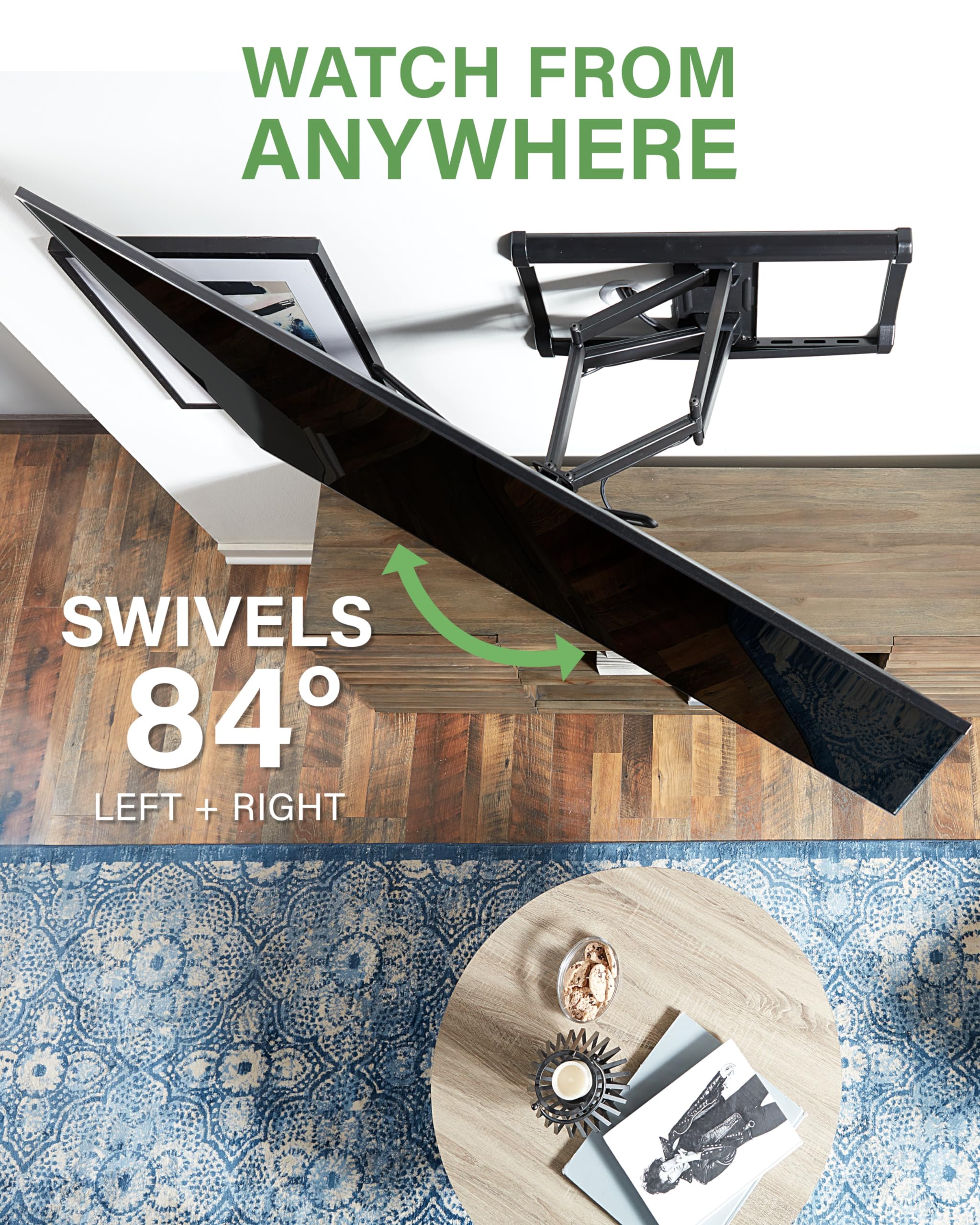 SANUS Full Motion TV Wall Mount for TVs up to 90" - Premium Design Extends 24" with Fingertip Swivel and Tilt - Easy 20 Minute Install - OLF24 - Image 6