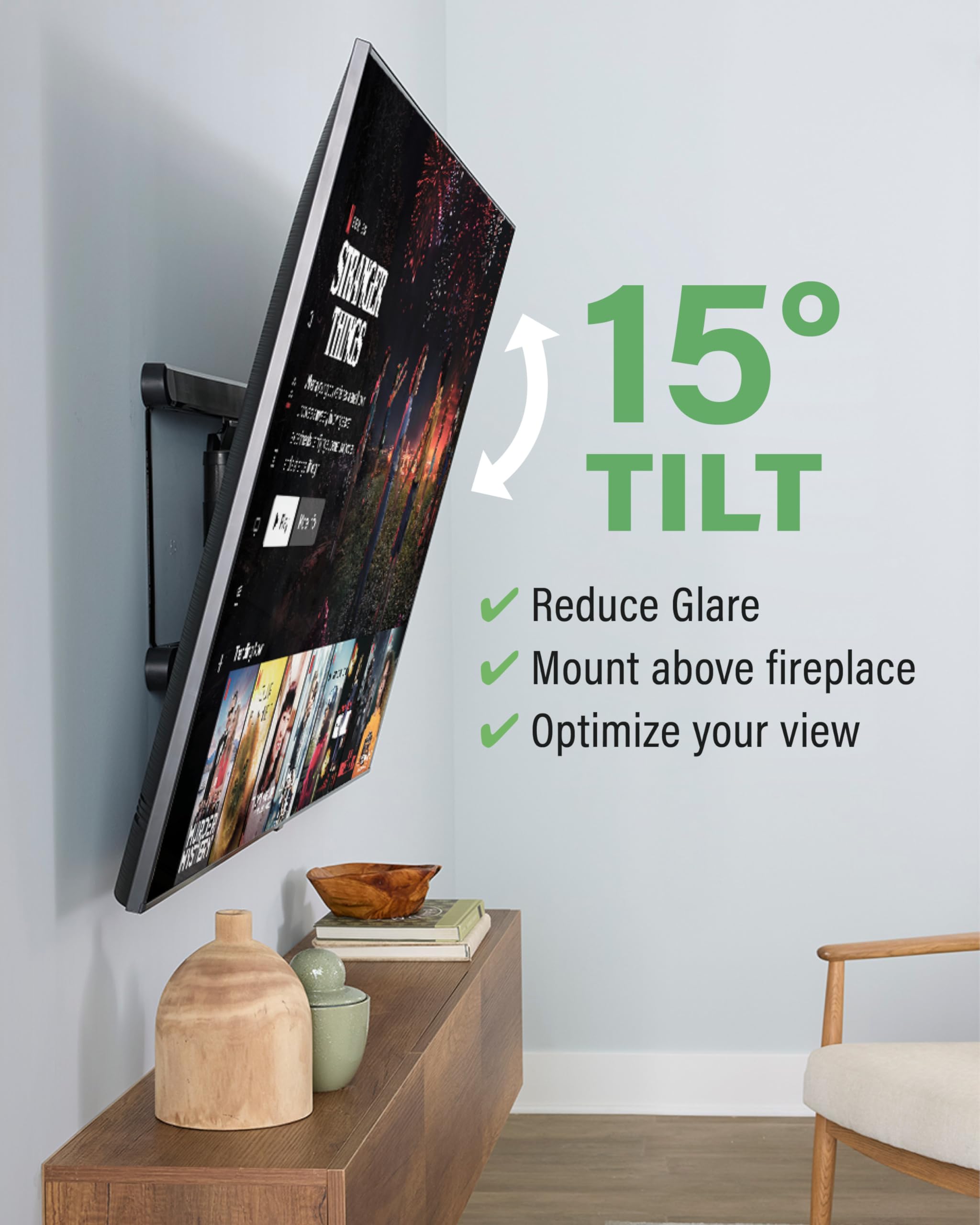 SANUS Height Adjustable Full Motion TV Wall Mount for 42" to 90" TVs - Raise or Lower TV 4" After Install - Maximizes Compatibility with Your Setup - 3 Step DIY w/Smooth Extension, Tilt & Swivel - Image 5