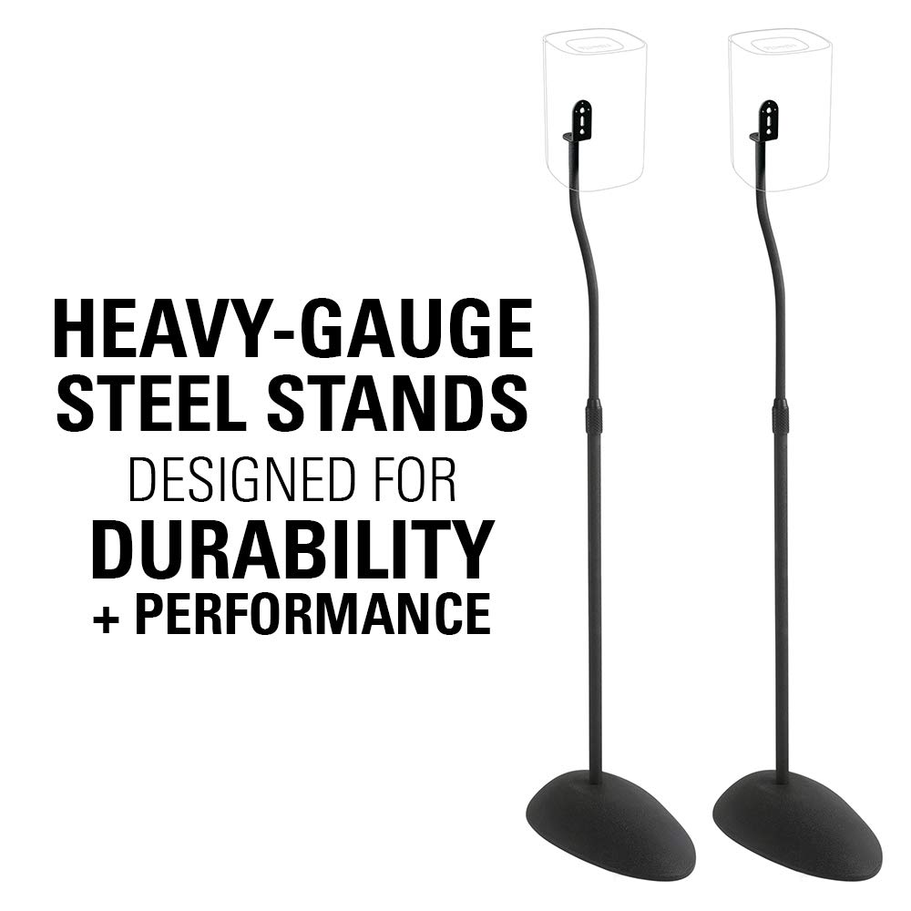 SANUS Height Adjustable Speaker Stands for Home Theater - Durable Design w/Tear Drop Base Fits Speakers up to 4lbs - 13" of Tool-Free Height Adjustment - Easy DIY Assembly - Image 6