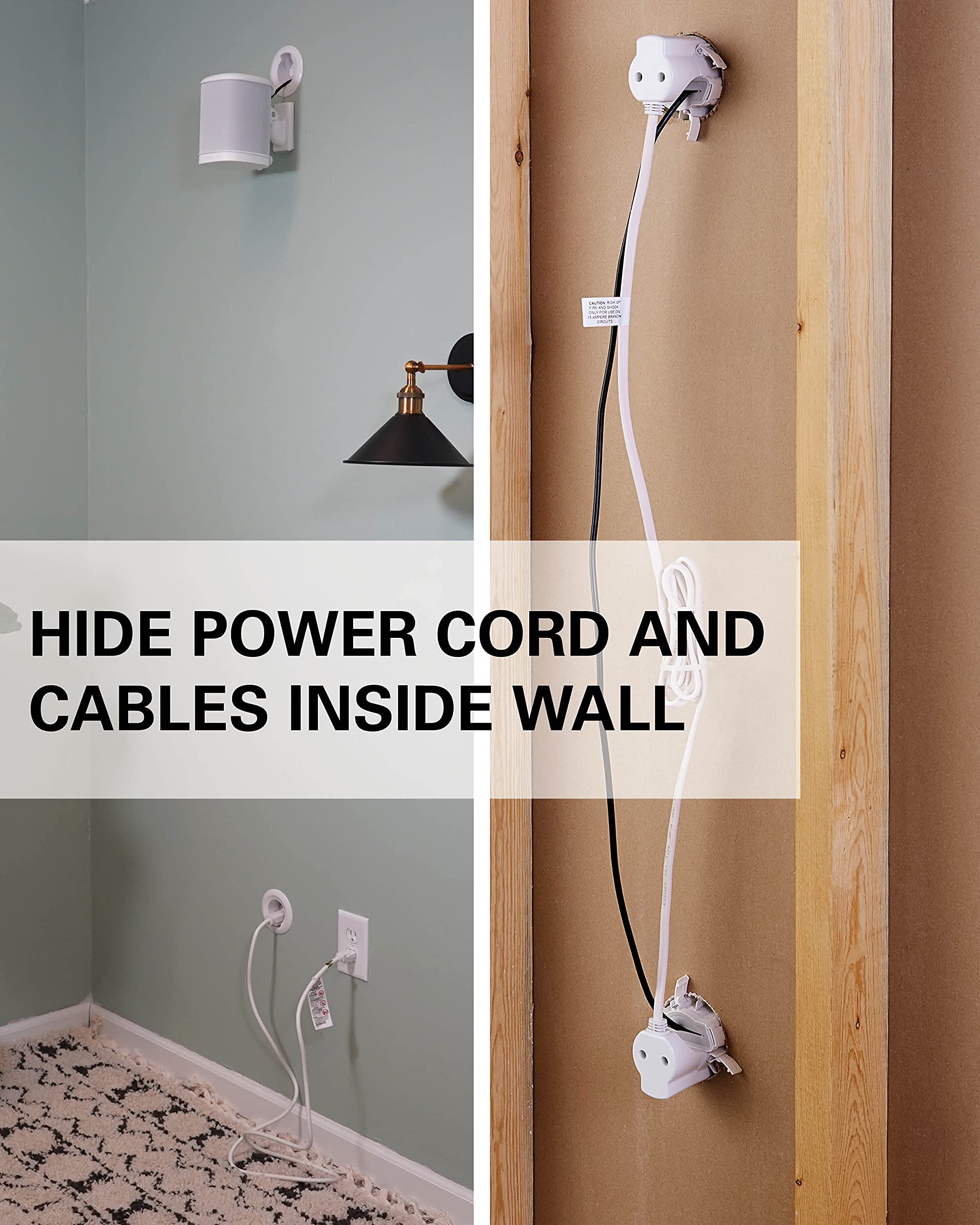 SANUS in-Wall Cable Management Kit for Speakers & TVs - Conceal Cables When Mounting Speakers Or TVs On The Wall - Prewired for Easy Install-WSIWP1-W1 - Image 3
