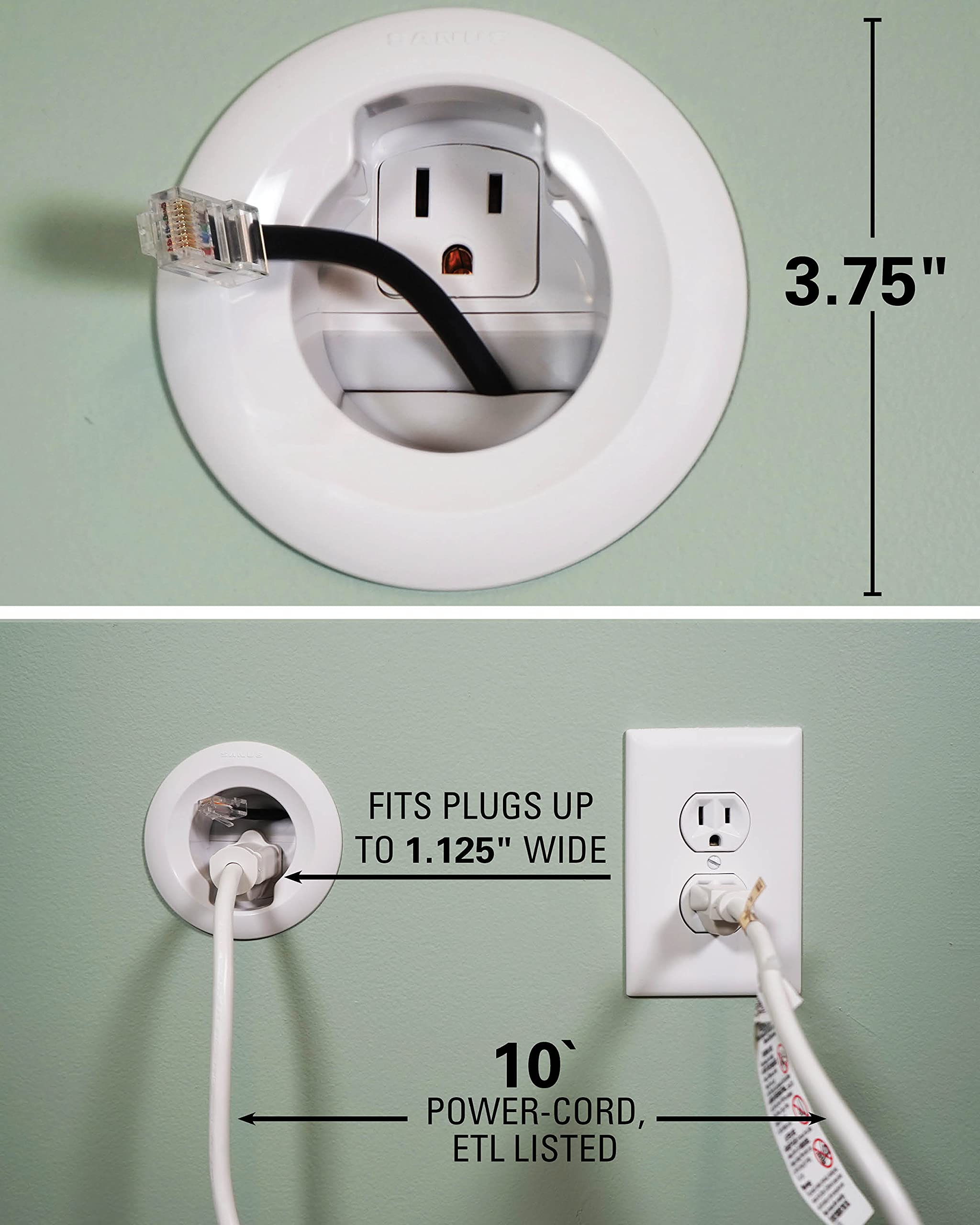 SANUS in-Wall Cable Management Kit for Speakers & TVs - Conceal Cables When Mounting Speakers Or TVs On The Wall - Prewired for Easy Install-WSIWP1-W1 - Image 6