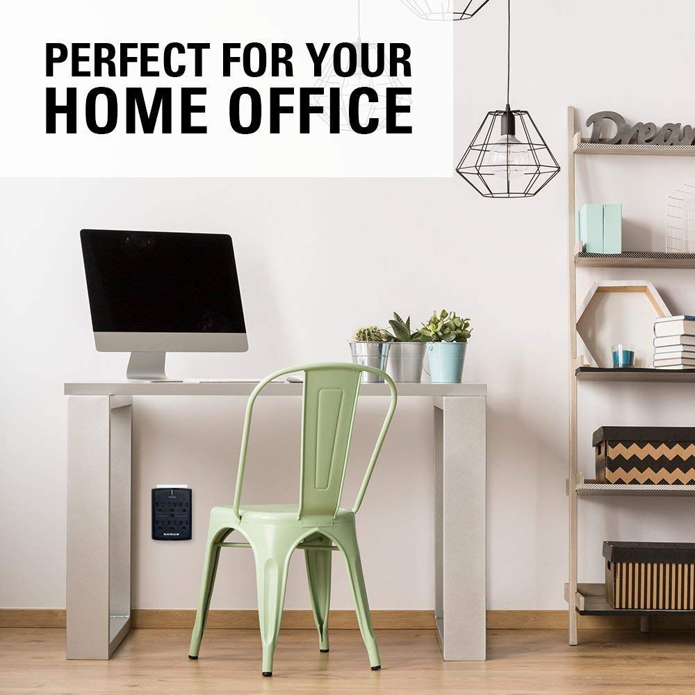 SANUS On-Wall Low Profile 1080J Fireproof Surge Protector with 6 AC Outlets & 3 Lines of Protection - Includes Power Signal Filtering Black - Image 6