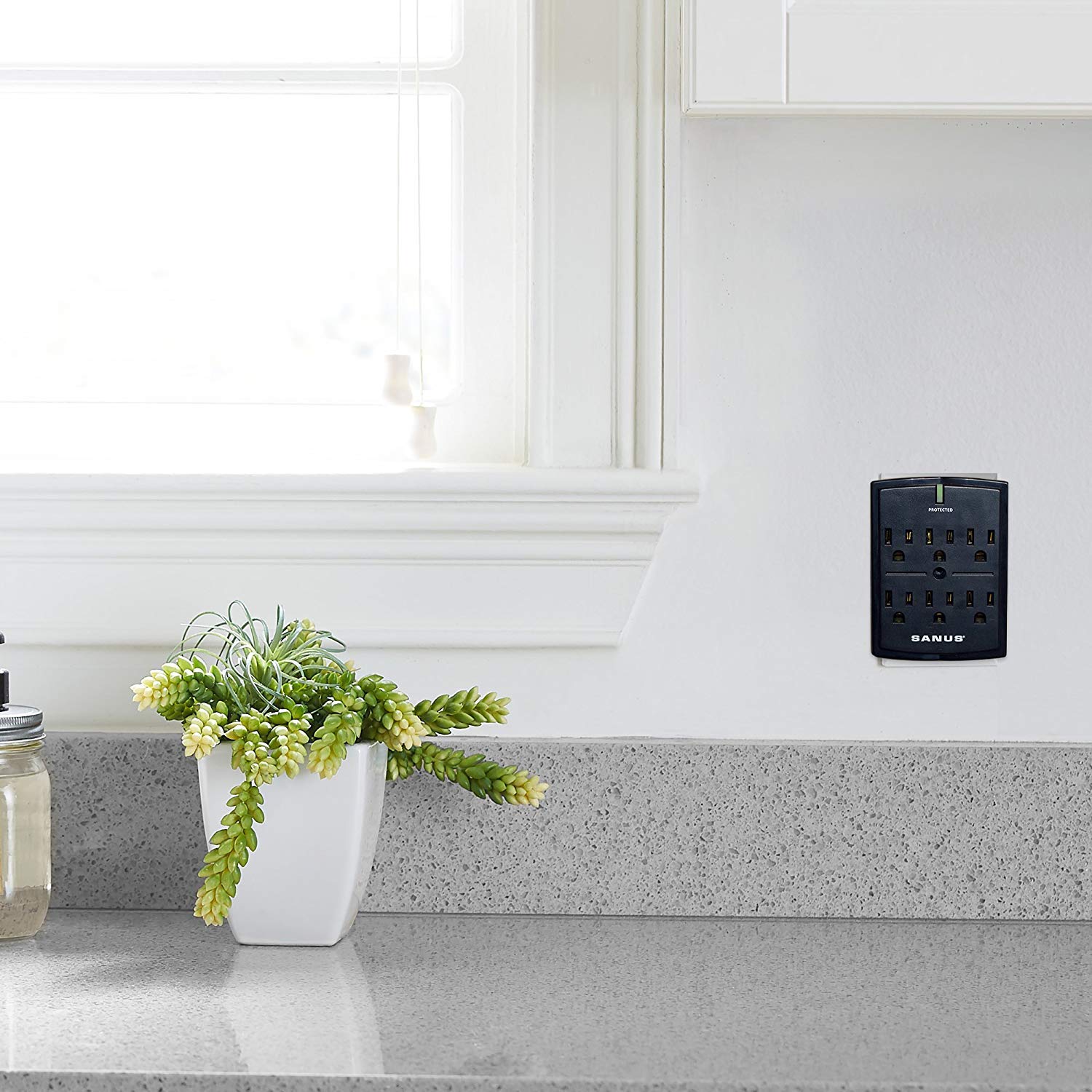 SANUS On-Wall Low Profile 1080J Fireproof Surge Protector with 6 AC Outlets & 3 Lines of Protection - Includes Power Signal Filtering Black - Image 8