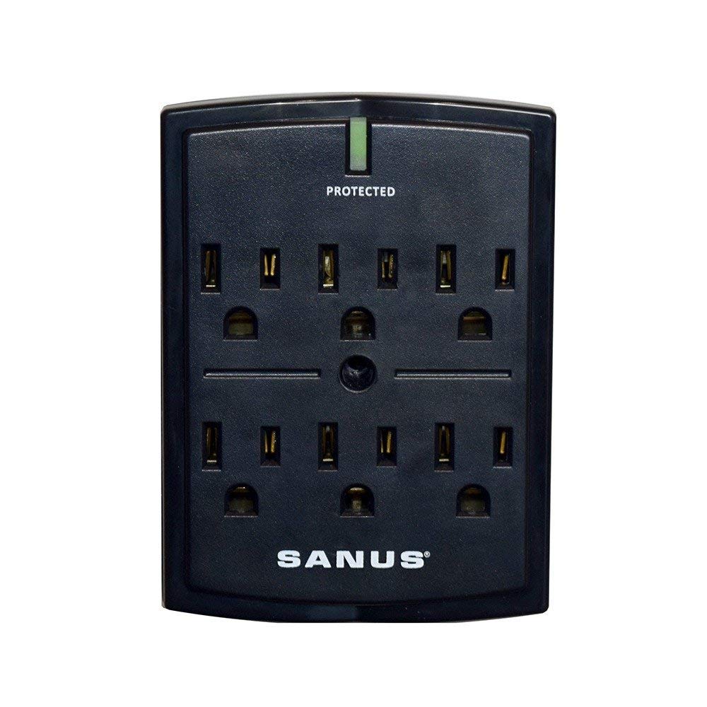 SANUS On-Wall Low Profile 1080J Fireproof Surge Protector with 6 AC Outlets & 3 Lines of Protection - Includes Power Signal Filtering Black - Image 9
