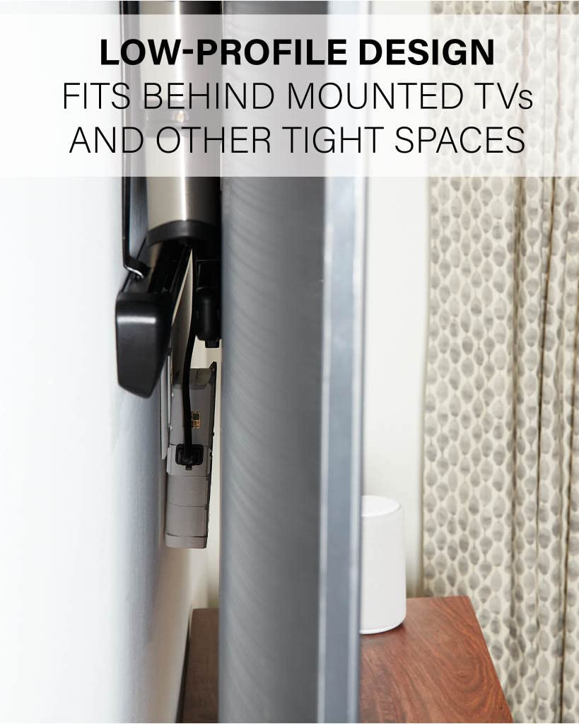 SANUS On-Wall Surge Protector - 6 Rotating Outlets - Fits Larger Plugs -1080 J - Low-Profile & Fireproof - White - Image 4