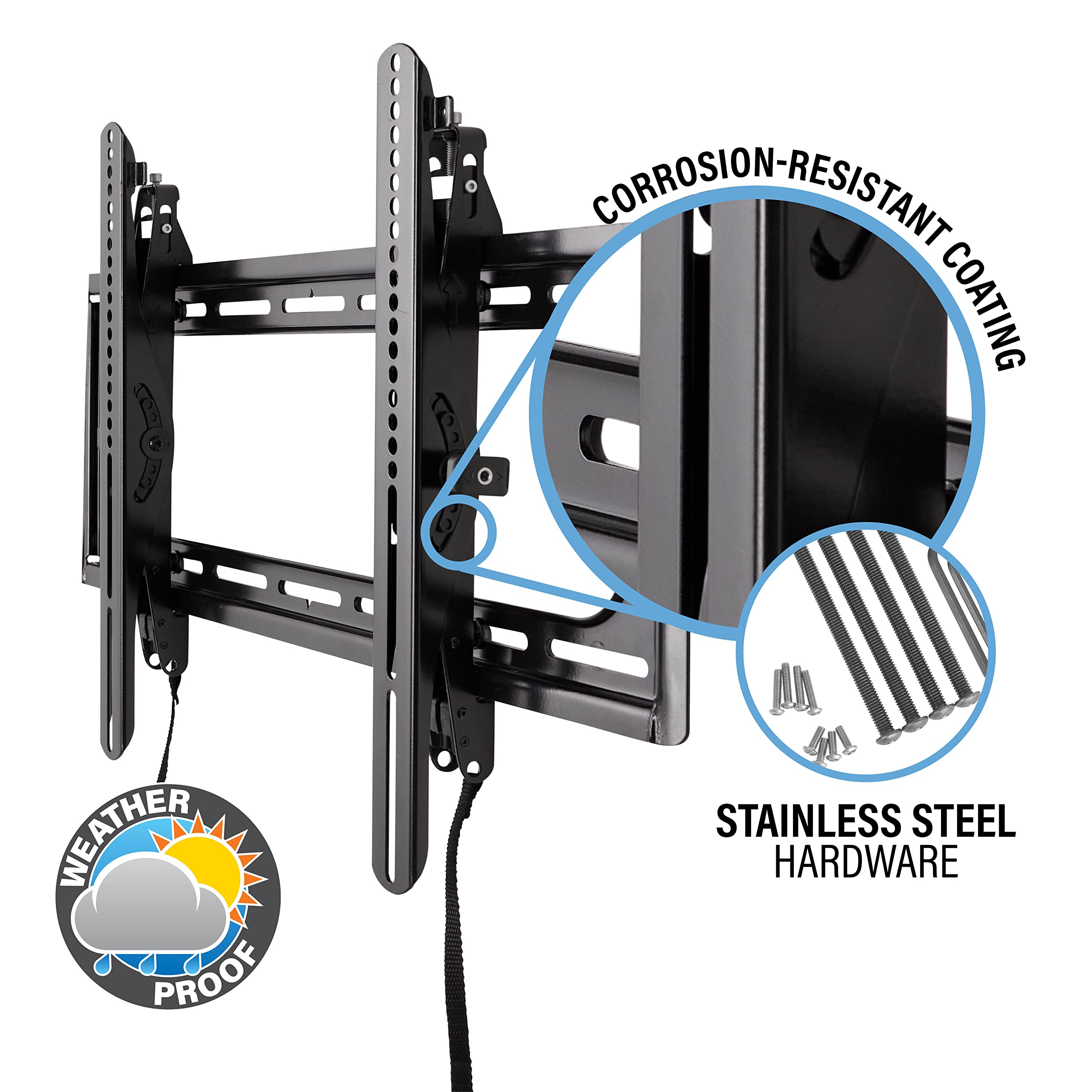 SANUS Outdoor TV Mount for 37" to 95" TVs - Weatherproof Tilting Mount with Corrosion Resistant Coating & Stainless Steel Hardware - Tool-Free Tilt & 3 Step Install - Image 3