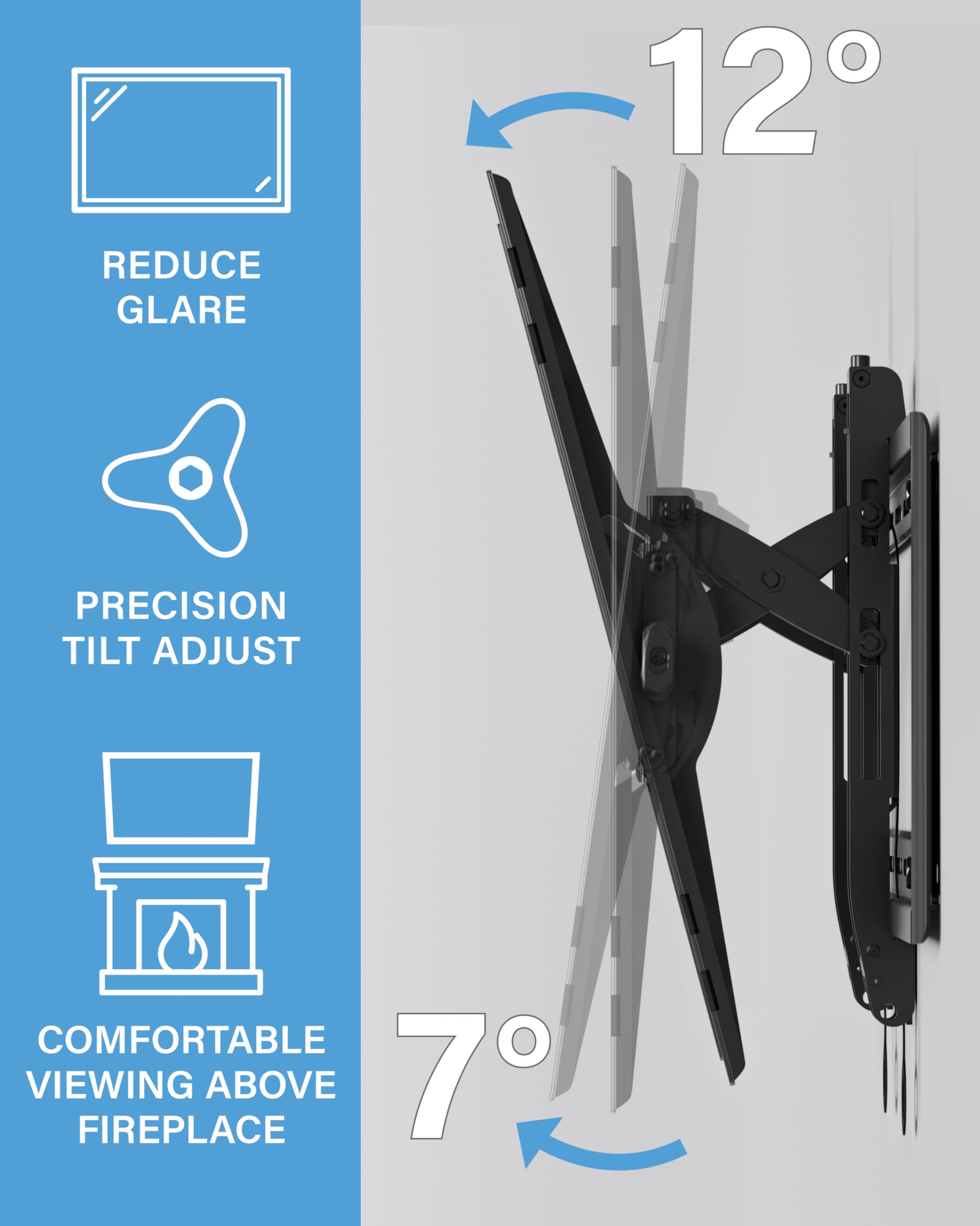 SANUS Preferred Extendable Tilt TV Wall Mount for 42 to 90 inch Screens up to 150lbs - 5.7” Extension Provides Max 12 deg Tilt to Reduce Glare - Easy DIY Install w/Included Hardware - SLT4-B1 - Image 3