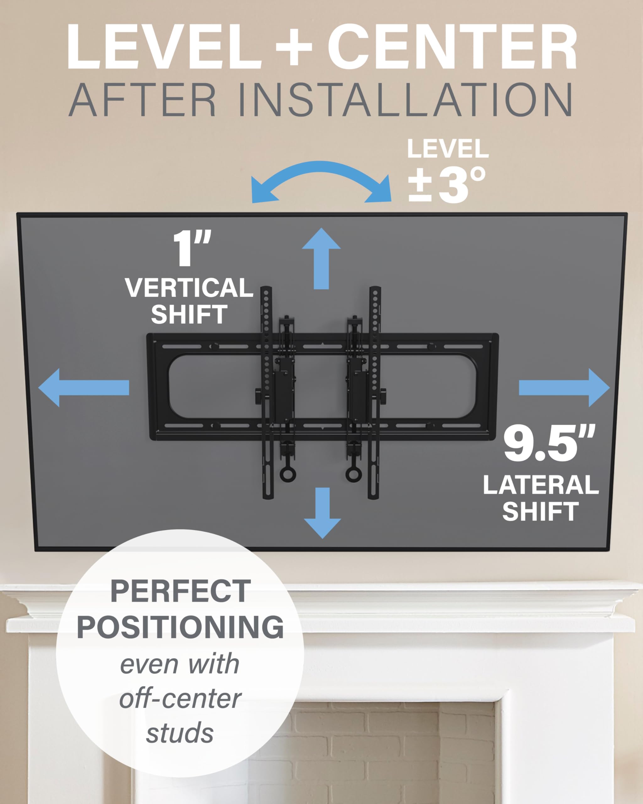 SANUS Preferred Extendable Tilt TV Wall Mount for 42 to 90 inch Screens up to 150lbs - 5.7” Extension Provides Max 12 deg Tilt to Reduce Glare - Easy DIY Install w/Included Hardware - SLT4-B1 - Image 8