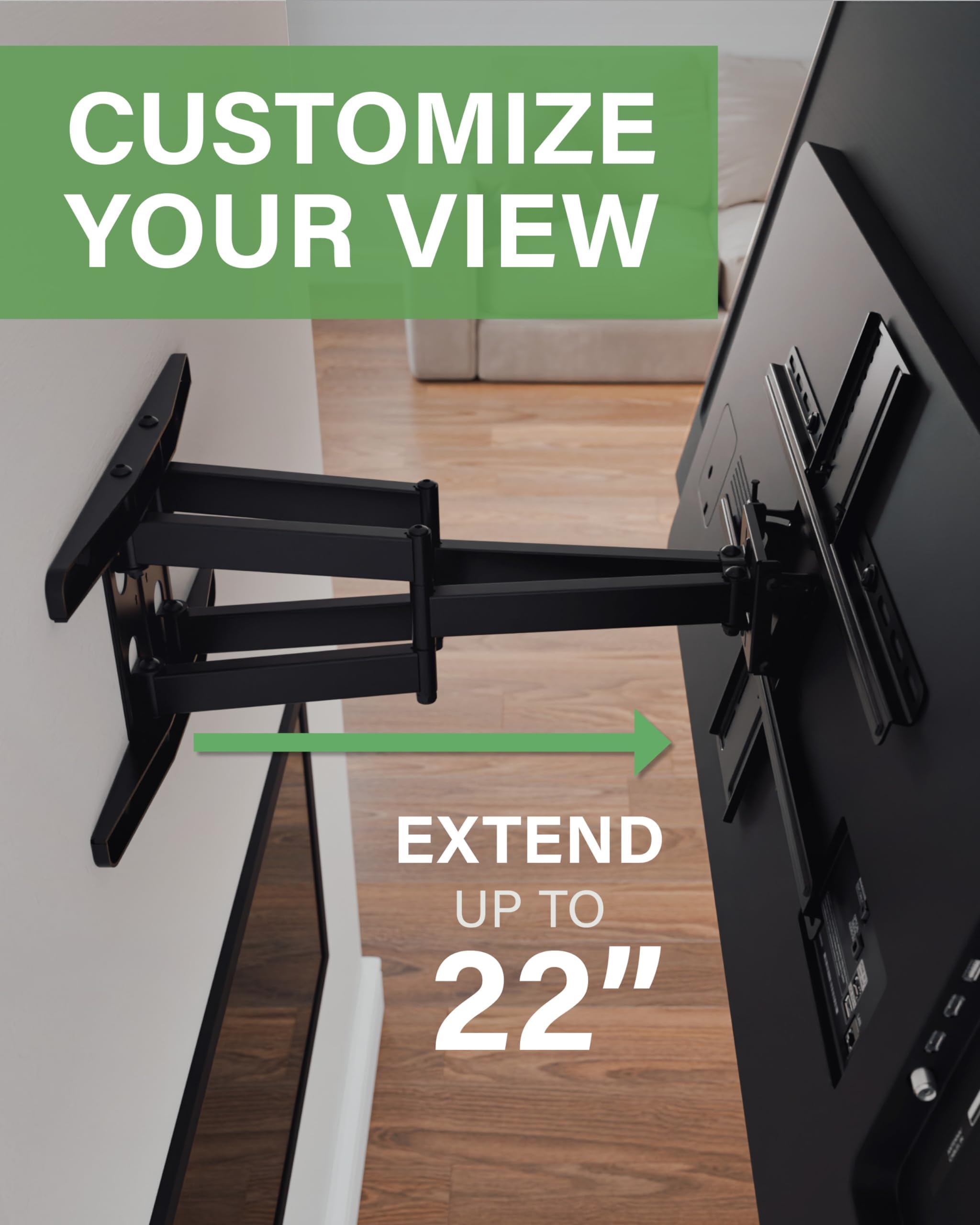 SANUS Premium Full Motion TV Mount for 42"-90" TVs - Sturdy & Smooth Extension, Swivel and Tilt for Big TVs - Universal Design Fits Samsung, LG, Vizio, TCL & More - Easy Installation -OLF22 - Image 3