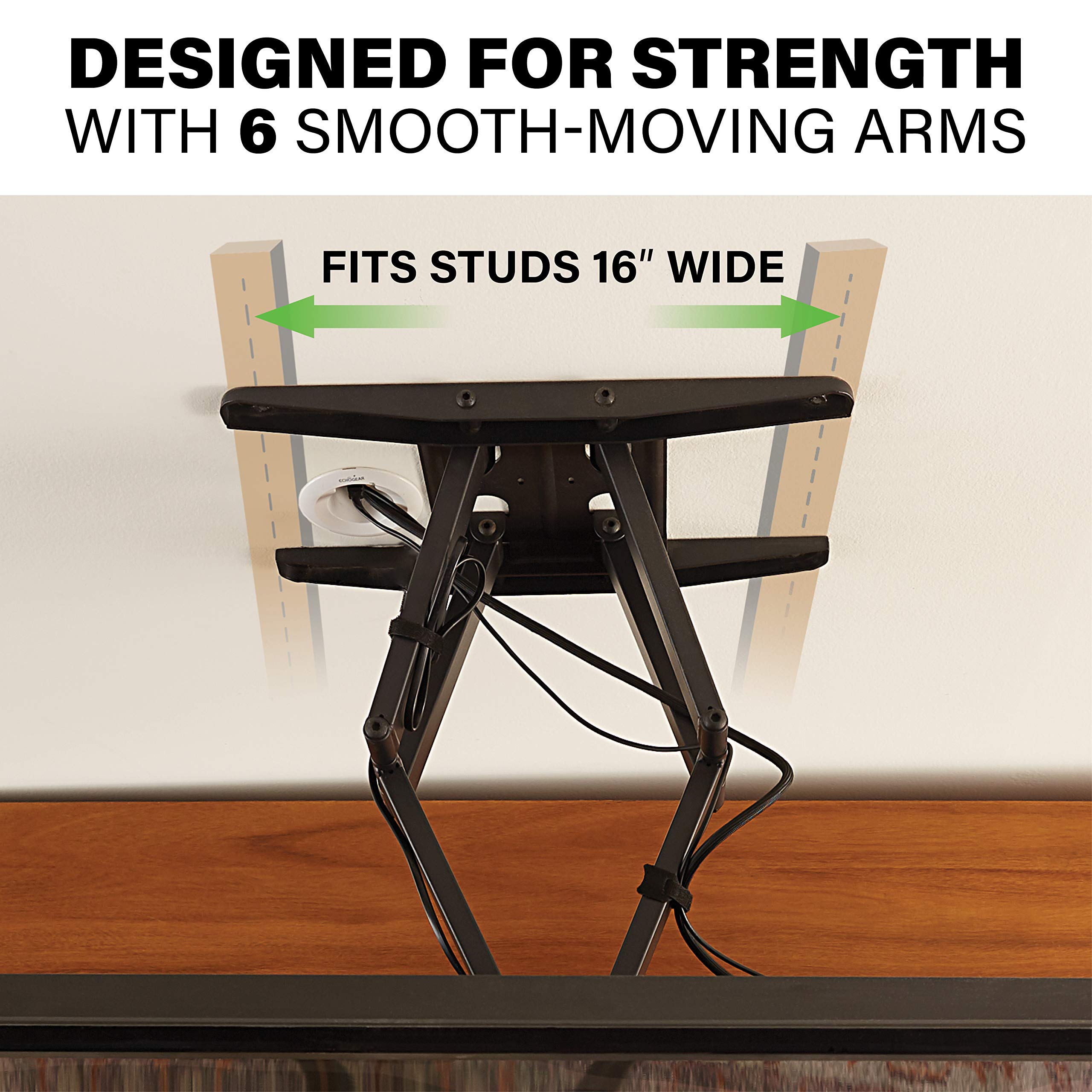 SANUS Premium Full Motion TV Mount & in Wall TV Power & Cable Management Kit - Image 6