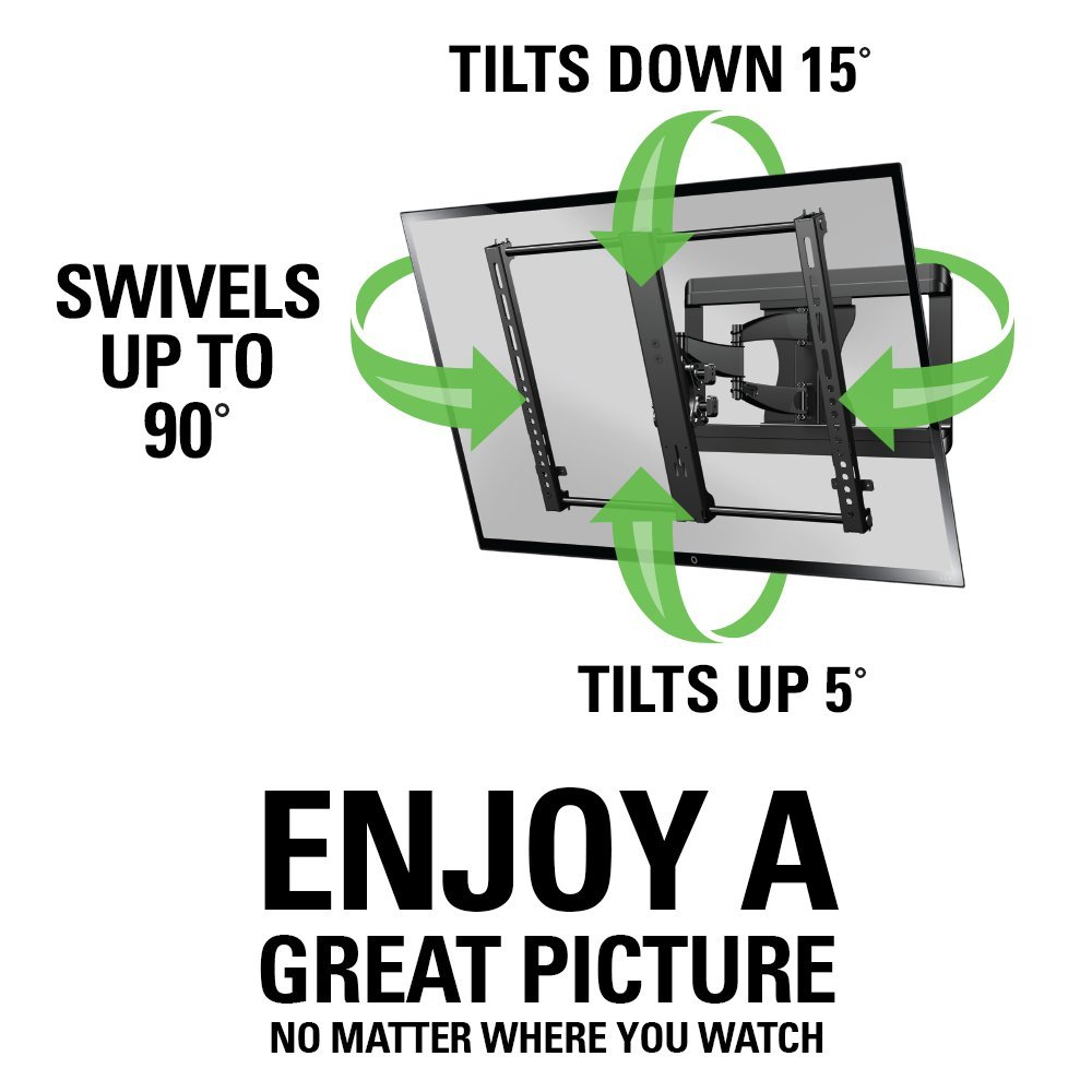 Sanus Premium Full Motion TV Wall Mount Bracket for 37"-50" TVs Features 15º of Tilt, 90º of Swivel, & Post Install Centering - Vmf620-B1 - Image 3