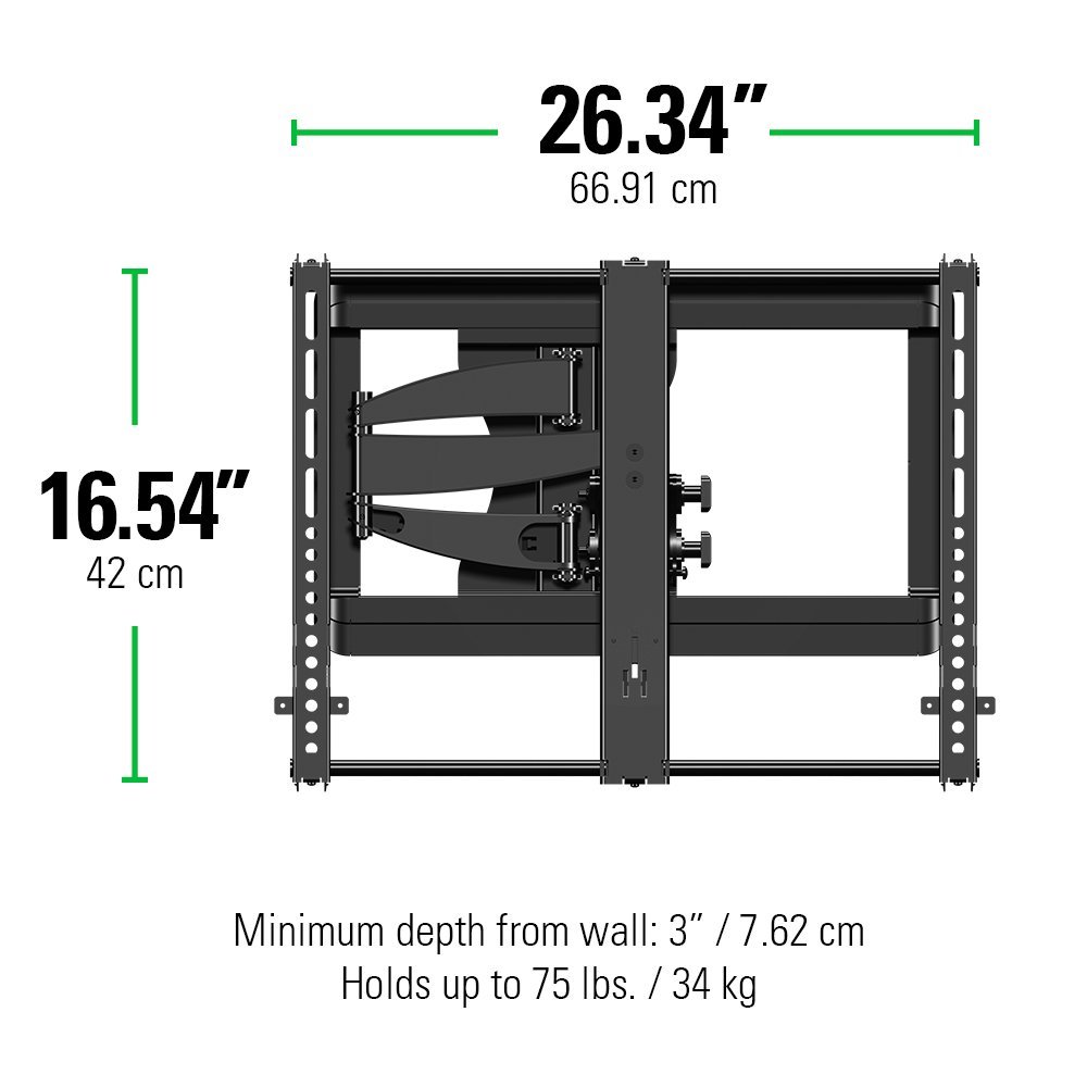 Sanus Premium Full Motion TV Wall Mount Bracket for 37"-50" TVs Features 15º of Tilt, 90º of Swivel, & Post Install Centering - Vmf620-B1 - Image 6