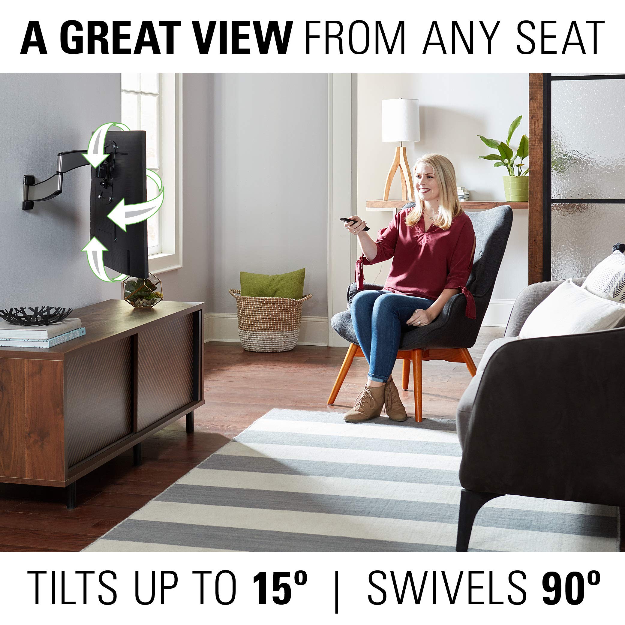 Sanus Premium Full Motion TV Wall Mount for 19" - 40" TVs - Stainless Steel Finish with FluidMotion Design for Smooth Extension, Swivel and Tilt- Low Profile TV Bracket with Easy 3 Step Install - Image 3