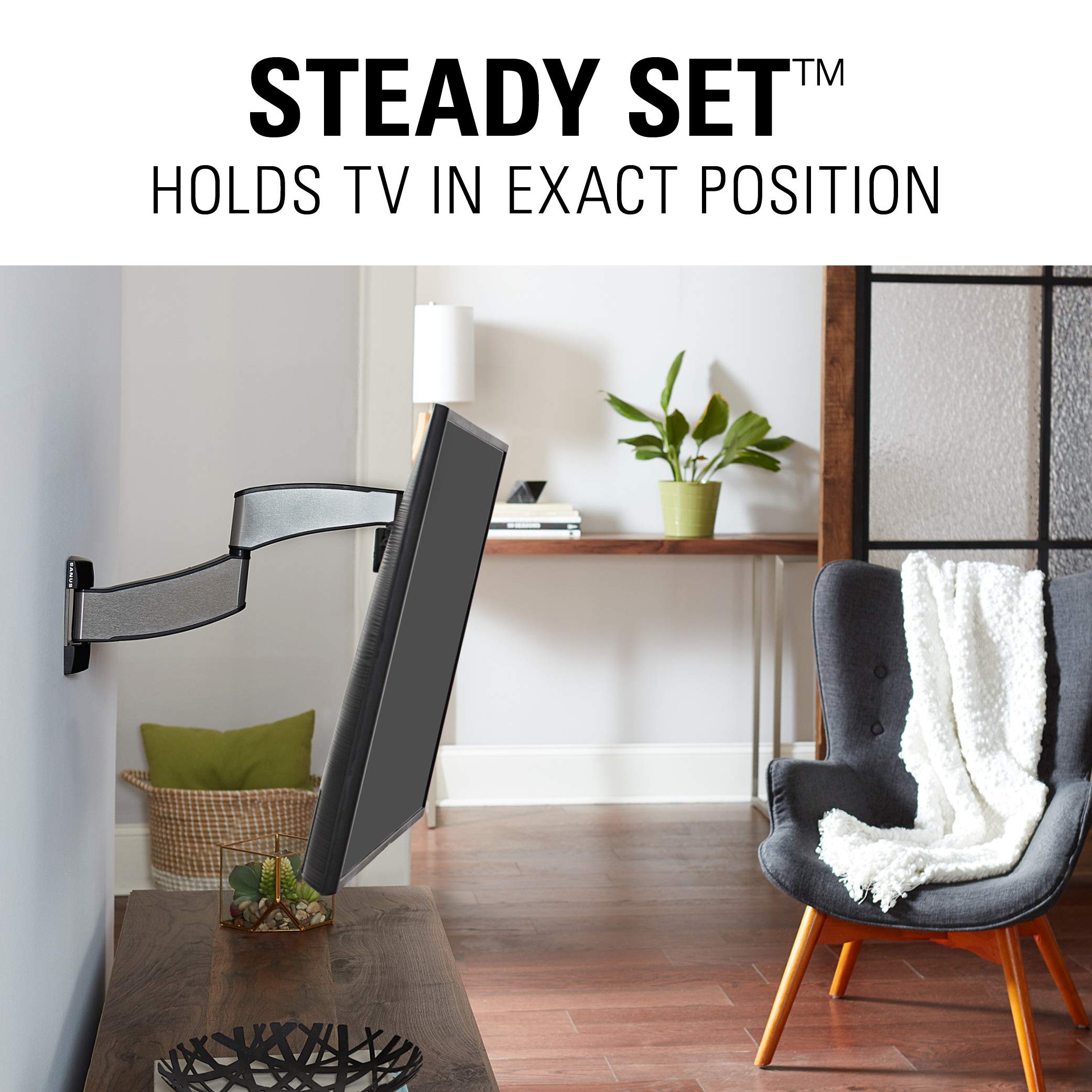 Sanus Premium Full Motion TV Wall Mount for 19" - 40" TVs - Stainless Steel Finish with FluidMotion Design for Smooth Extension, Swivel and Tilt- Low Profile TV Bracket with Easy 3 Step Install - Image 8