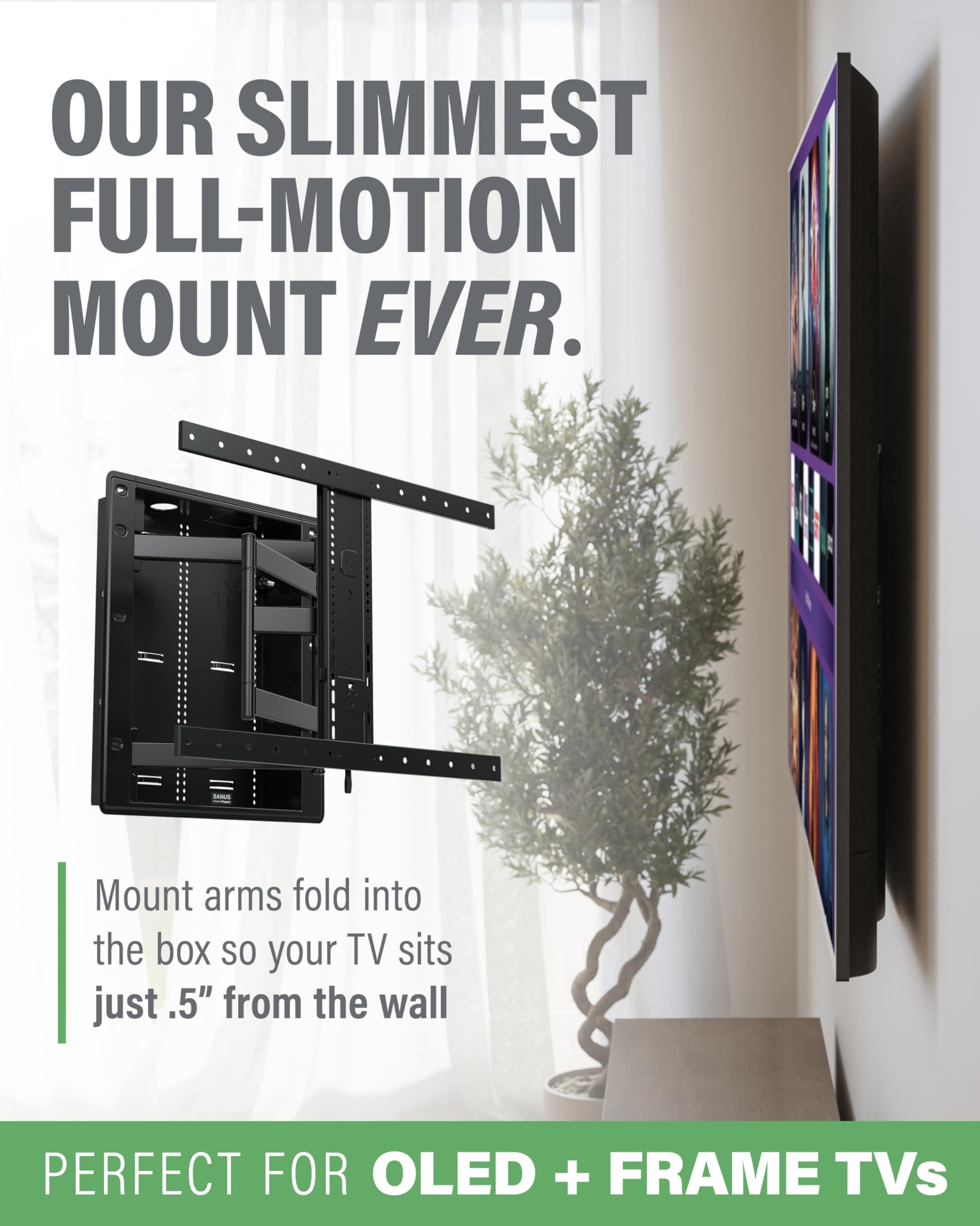 SANUS Recessed TV Wall Mount for 42"-85" Screens - Premium Full Motion TV Mount Tilts, Swivels & Extends for Optimal Views - Easy Install & Low Profile Design - VIWLF128-B2 - Image 6