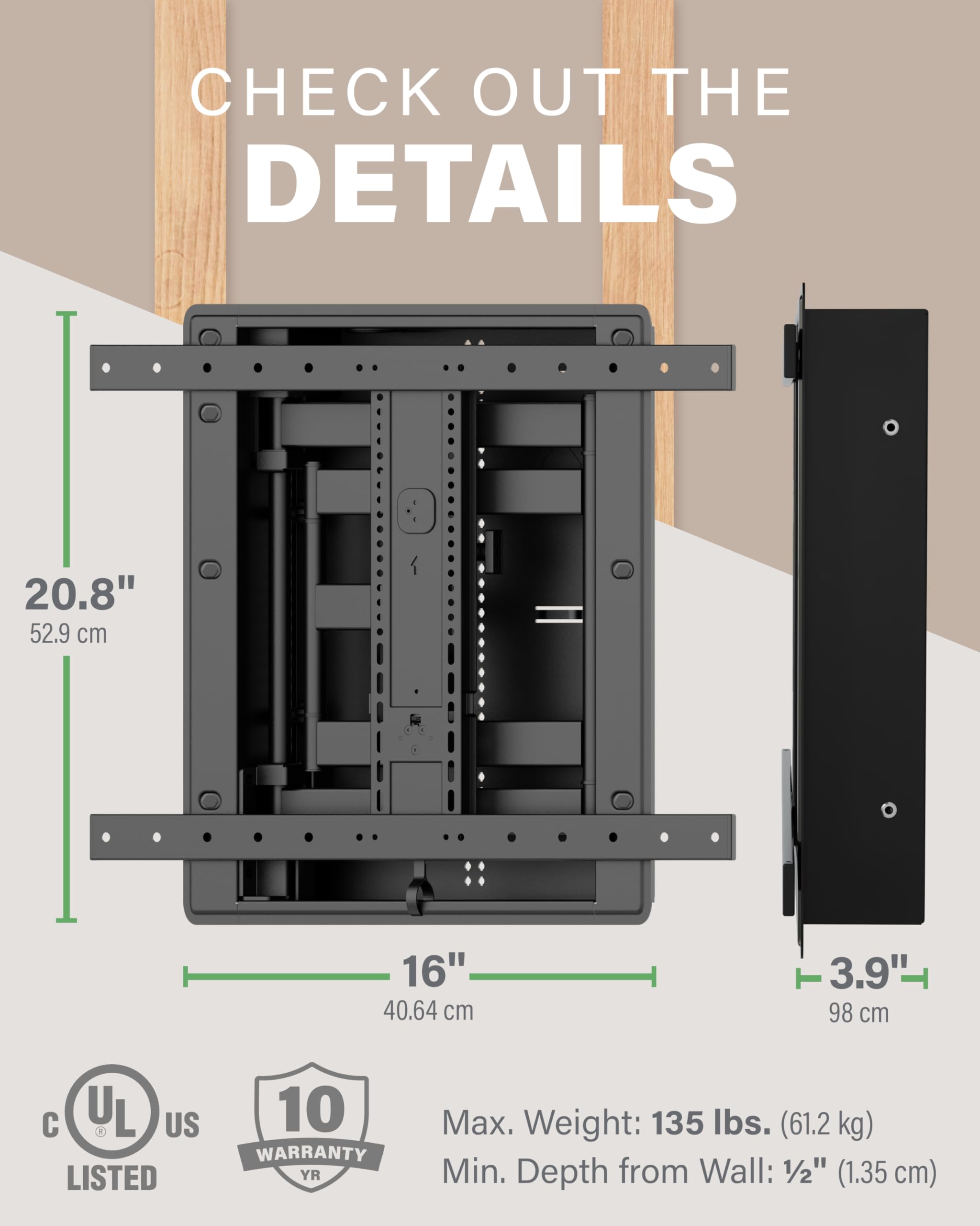 SANUS Recessed TV Wall Mount for 42"-85" Screens - Premium Full Motion TV Mount Tilts, Swivels & Extends for Optimal Views - Easy Install & Low Profile Design - VIWLF128-B2 - Image 8