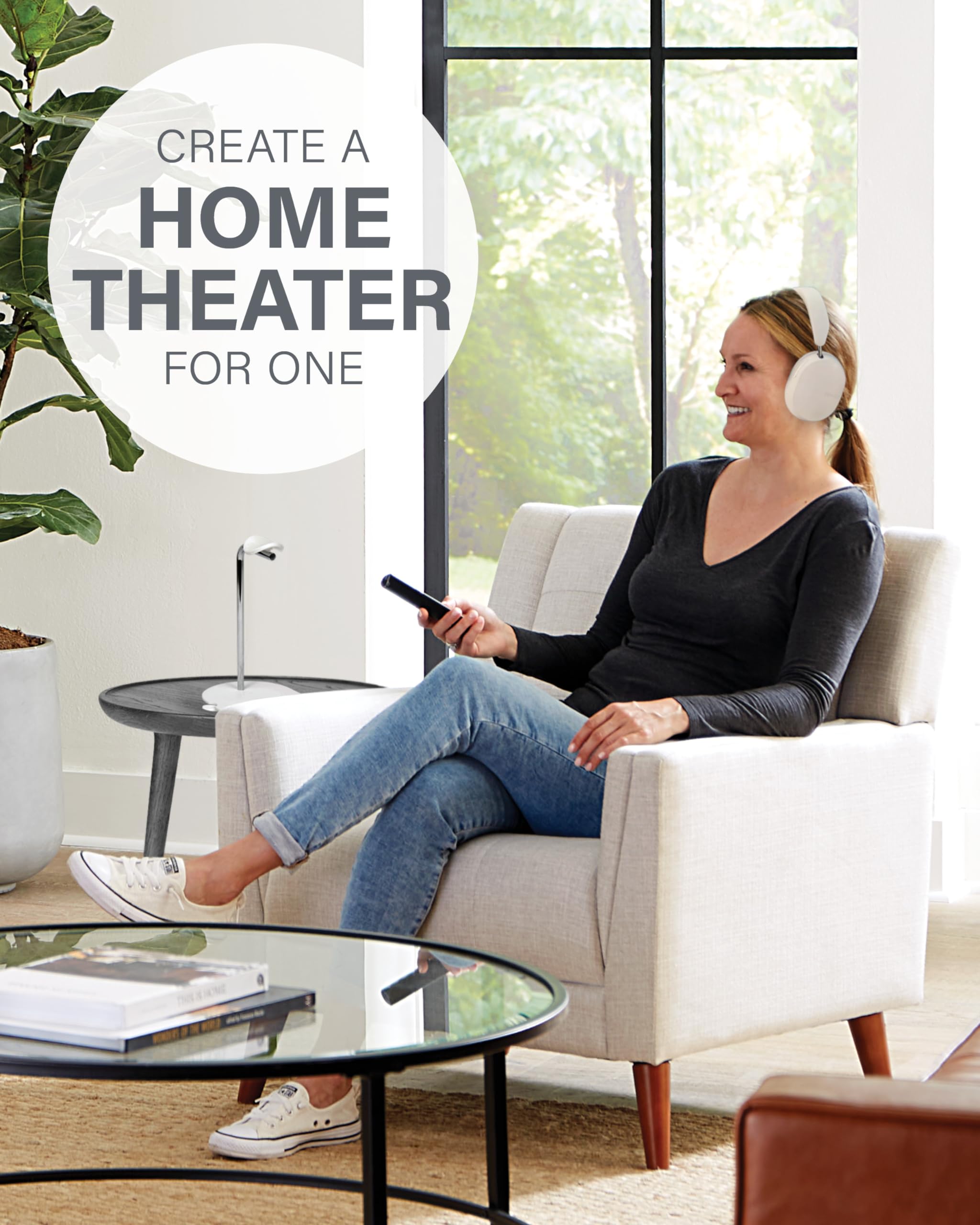 Sanus Sonos Ace Headphones Stand - Premium Stand w/Silicone Cradle Prevents Creasing & Built-in Cable Management w/Magnetic Clip for Fast Charging - Tool-Free Setup - White Sonos Headphones Holder - Image 4