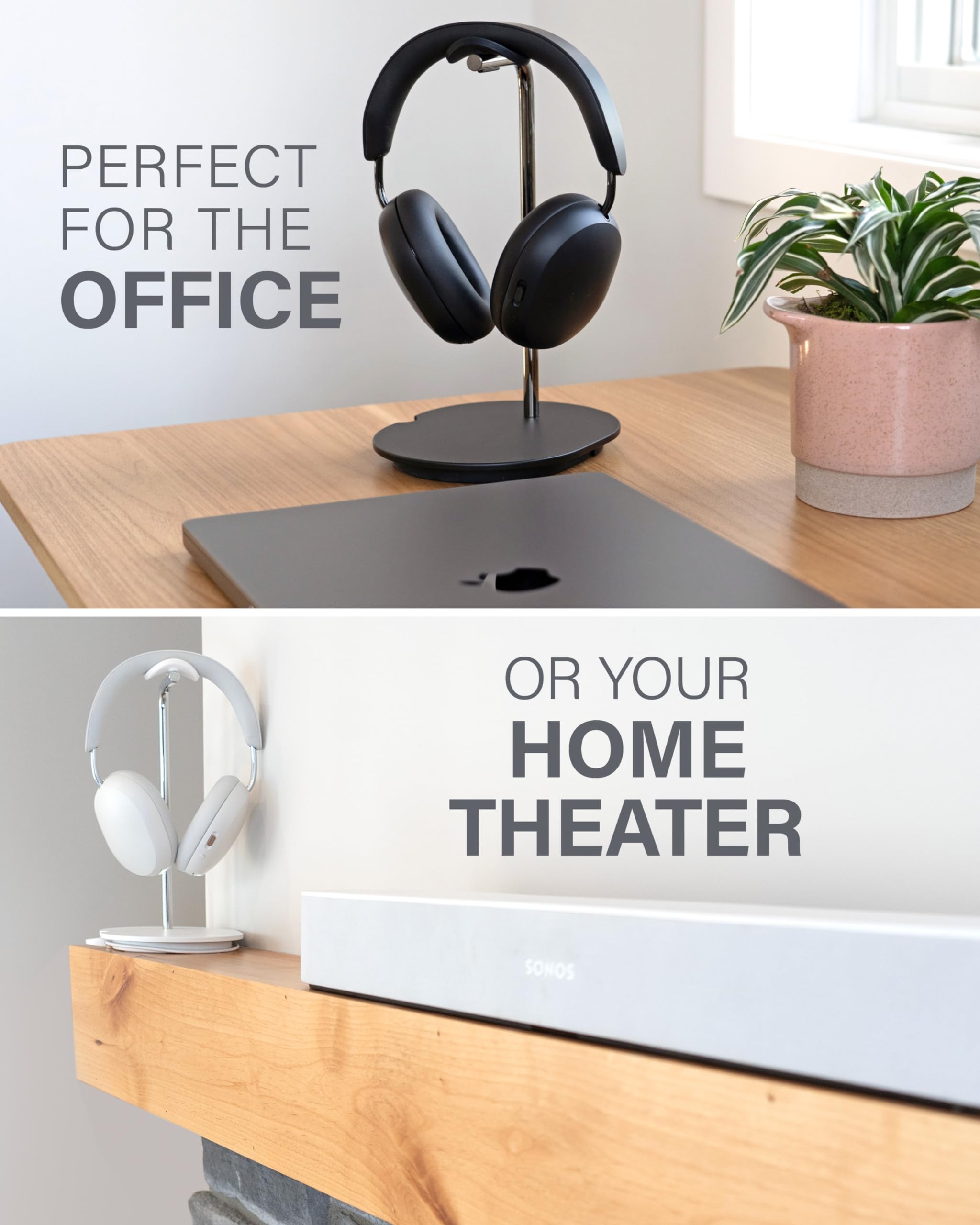 Sanus Sonos Ace Headphones Stand - Premium Stand w/Silicone Cradle Prevents Creasing & Built-in Cable Management w/Magnetic Clip for Fast Charging - Tool-Free Setup - White Sonos Headphones Holder - Image 7