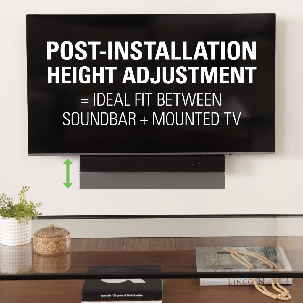 Sanus Soundbar Mount For TV Mount Bracket - Height & Depth Adjust, Moves In-Sync With TV, Supports Sound Bars Up To 20 lbs - SASB1-B1 - Image 5