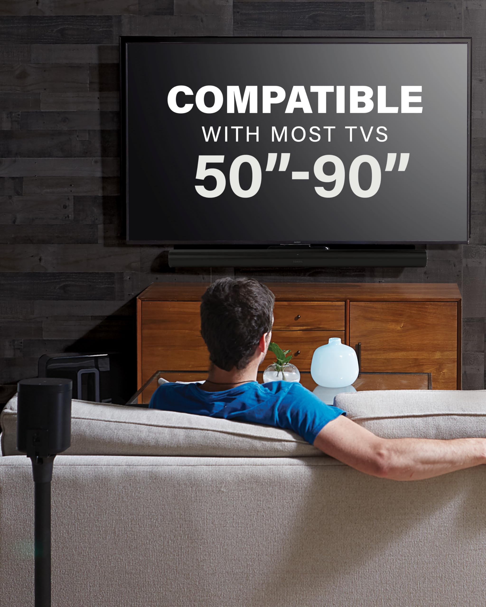 SANUS Soundbar TV Mount for Sonos Arc & Sonos Arc Ultra Soundbar – Depth Adjustable for Dolby Atmos – Universal Mount for TVs 50” to 90” - Image 4