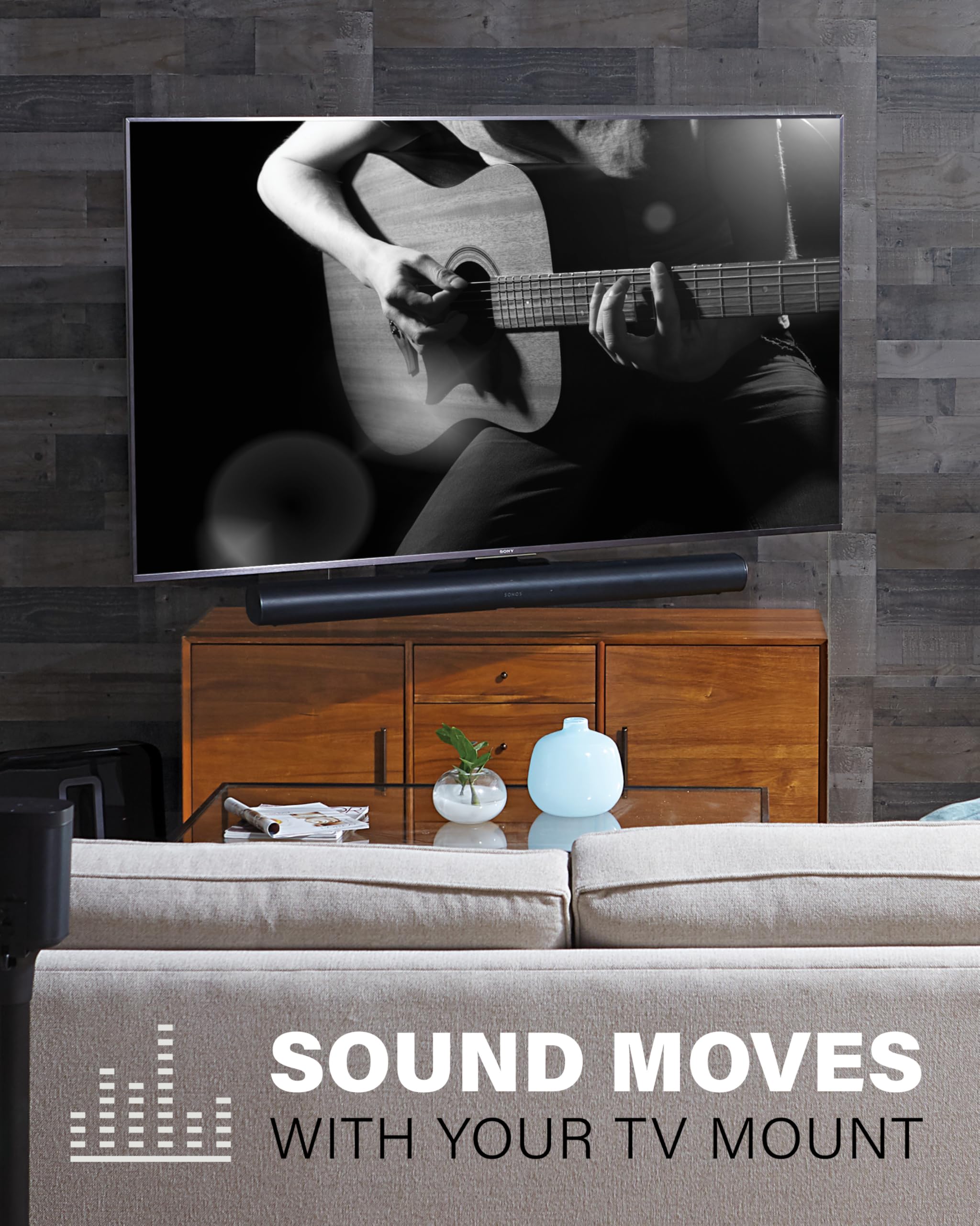 SANUS Soundbar TV Mount for Sonos Arc & Sonos Arc Ultra Soundbar – Depth Adjustable for Dolby Atmos – Universal Mount for TVs 50” to 90” - Image 7