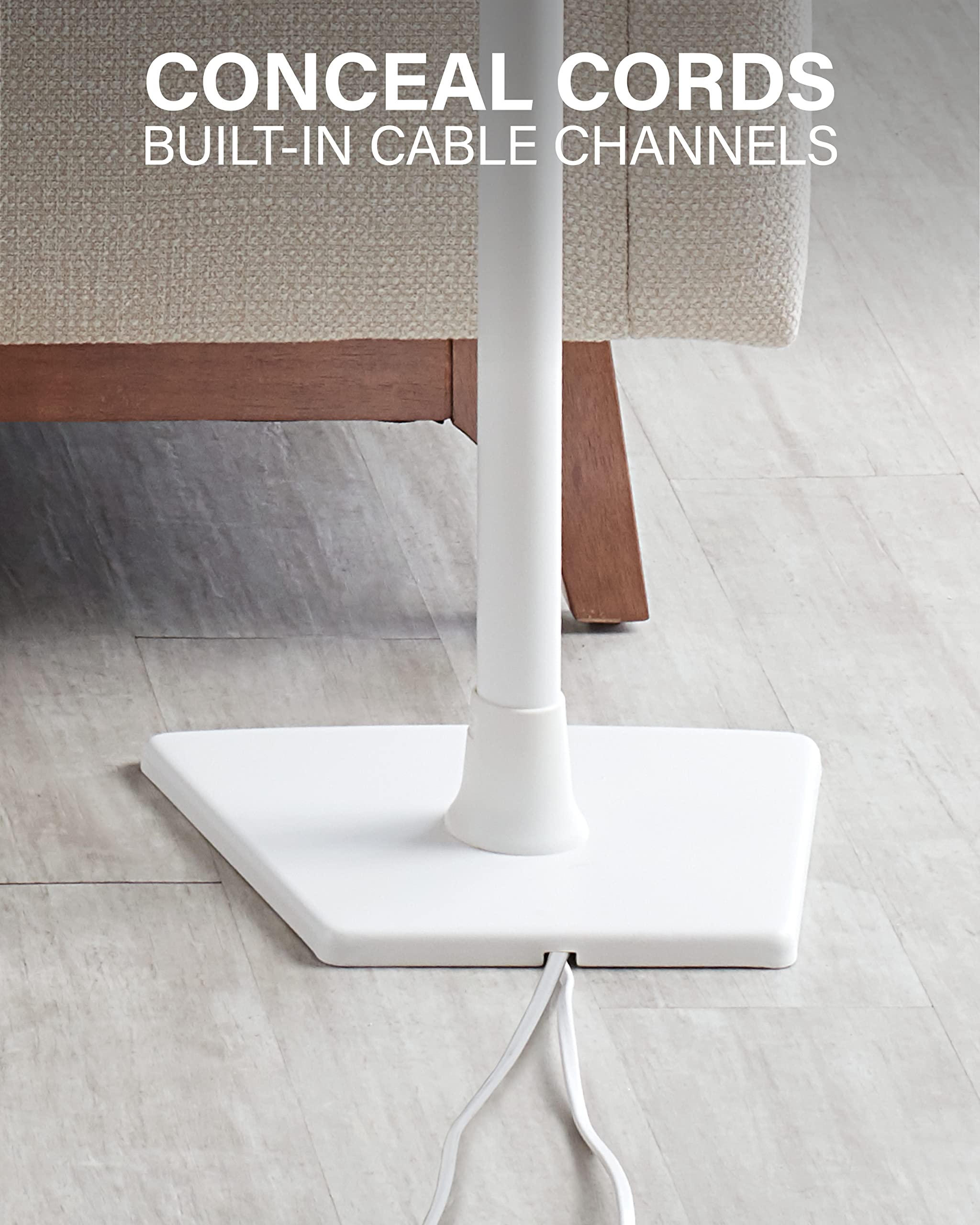 SANUS Speaker Stand for Sonos One, One SL & Play:1 - Premium Fixed Height Speaker Stands w/Built-in Cable Channels & Easy 3-Step Install – White, Single - Image 4