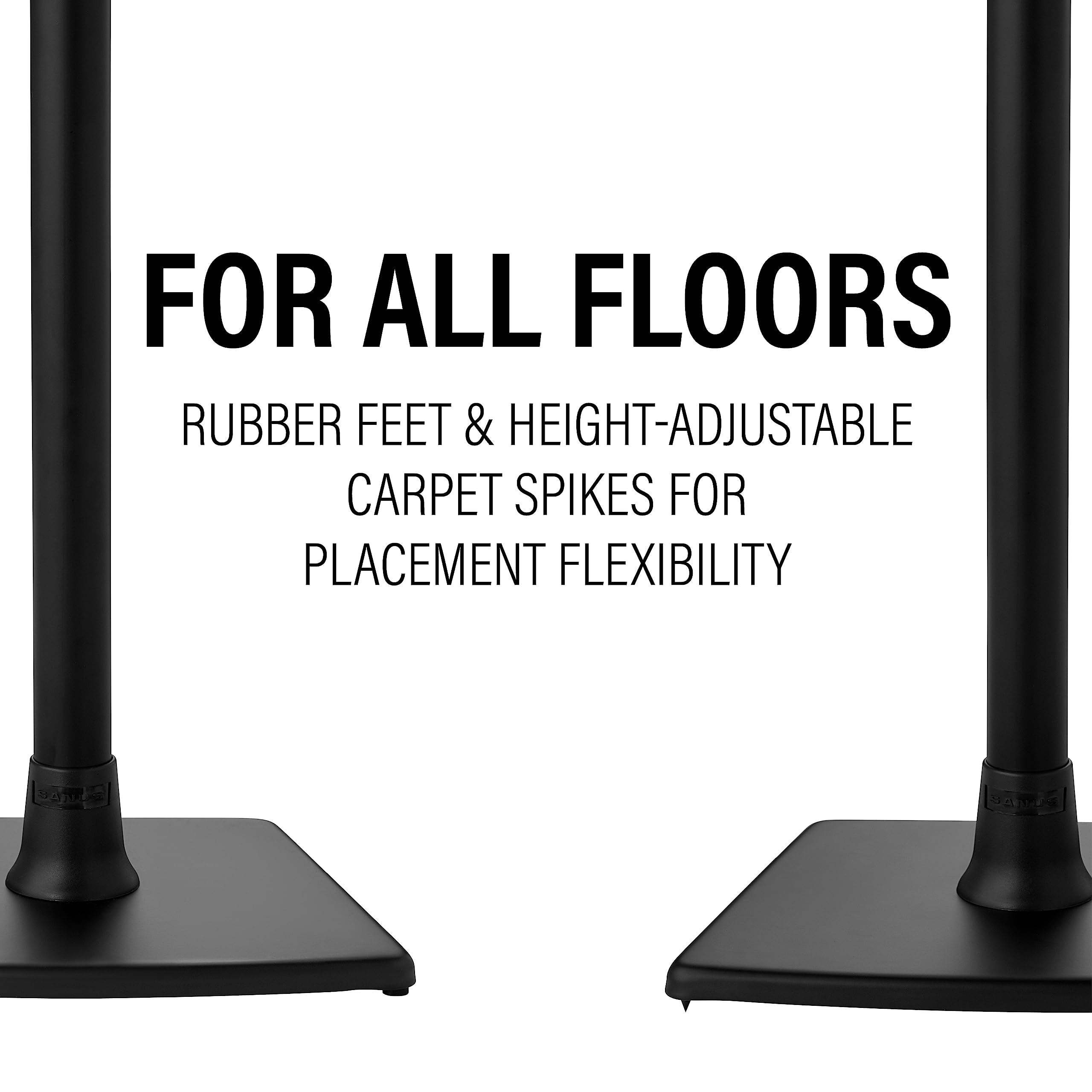 SANUS Speaker Stands for Roku Wireless - Fixed Height Speaker Stands Pair Designed Exclusively for Roku Soundbar & Sound System - Includes Carpet Spikes & Rubber Pads - Image 3