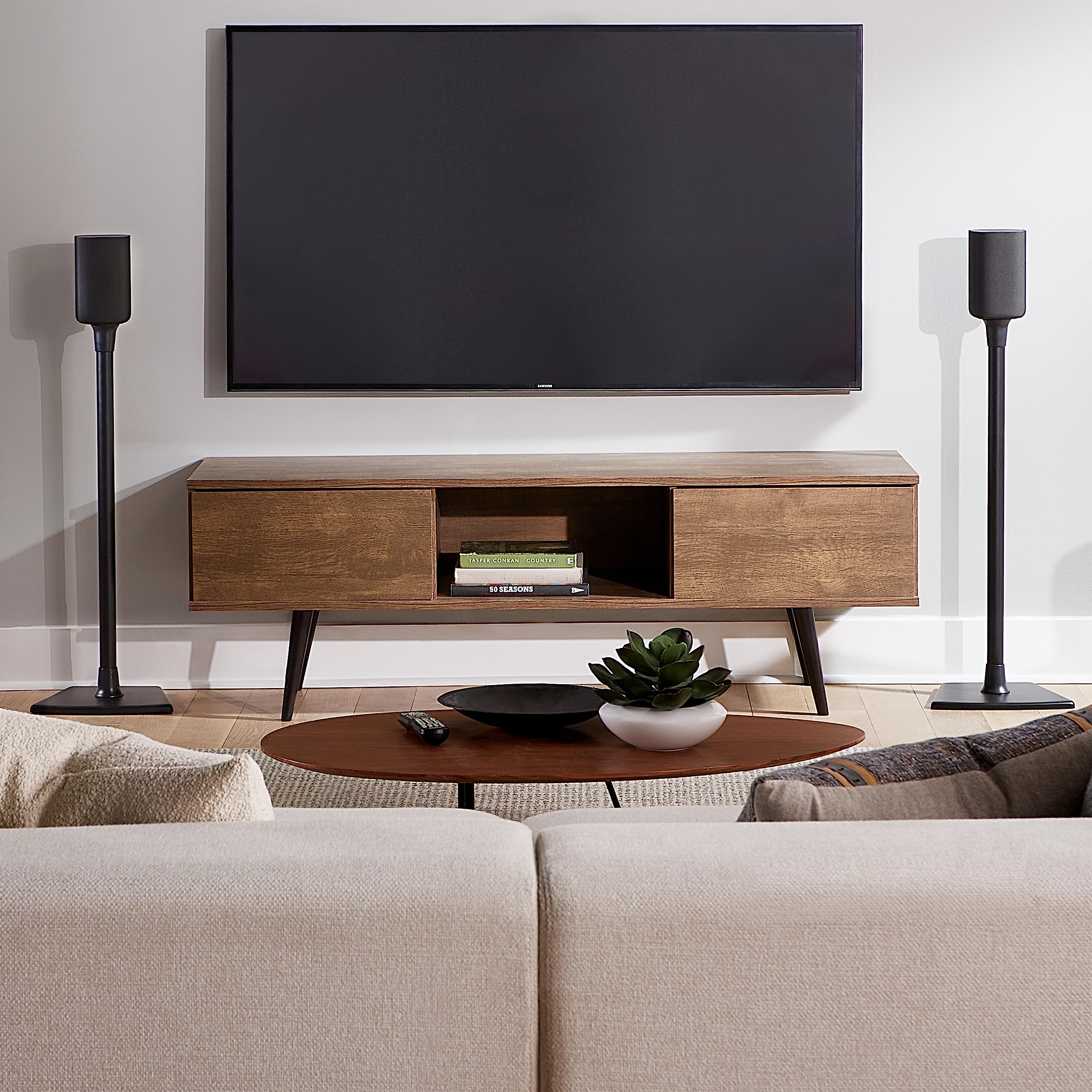 SANUS Speaker Stands for Roku Wireless - Fixed Height Speaker Stands Pair Designed Exclusively for Roku Soundbar & Sound System - Includes Carpet Spikes & Rubber Pads - Image 7