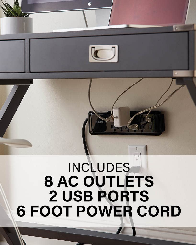 SANUS Surge Protected Power Strip - 8 Outlets & 2 USB Ports - Image 3