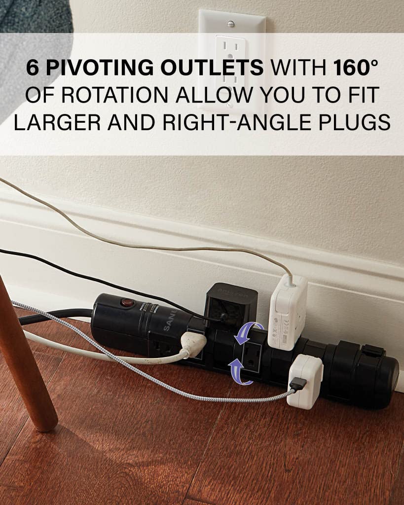 SANUS Surge Protected Power Strip with 6 Rotating and 2 Fixed outlets - Image 5