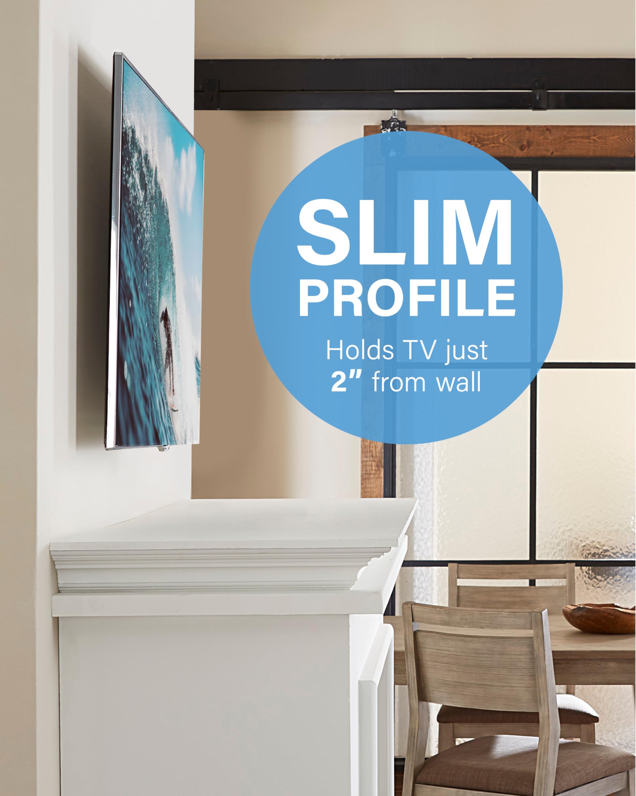 SANUS Tilting TV Mount - Universal 32 to 55 inch TV Wall Mount w/Low Profile Design - Easy DIY Install Includes Lateral Shift & All Hardware - Image 4