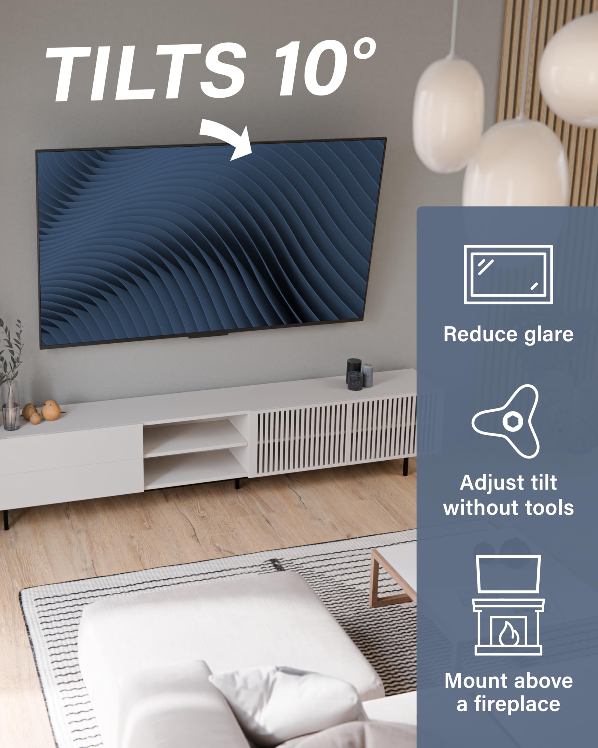 SANUS Tilting TV Wall Mount Bracket for 37" to 80" Displays up to 130lbs- Universal Low Profile Design w/ 10 Degree Tilt - Premium TV Mount Perfect for OLED & QLED - Image 3