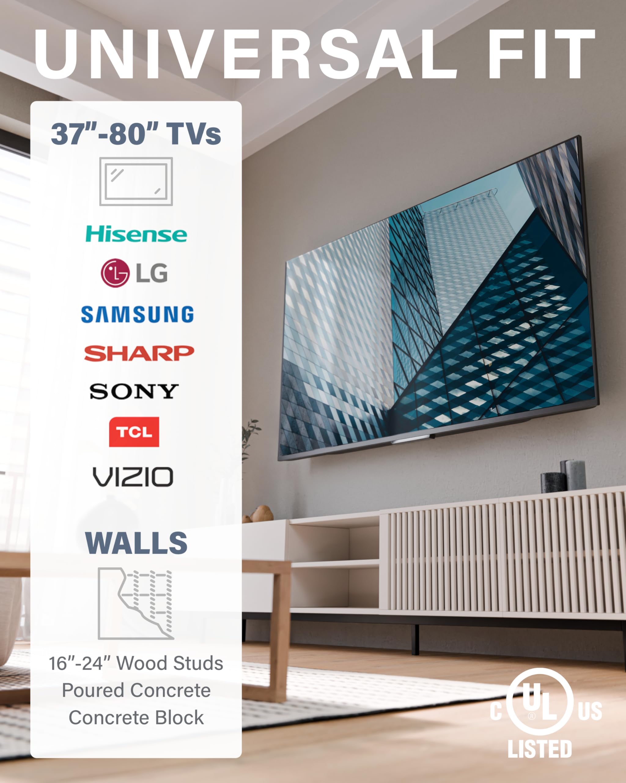 SANUS Tilting TV Wall Mount Bracket for 37" to 80" Displays up to 130lbs- Universal Low Profile Design w/ 10 Degree Tilt - Premium TV Mount Perfect for OLED & QLED - Image 7