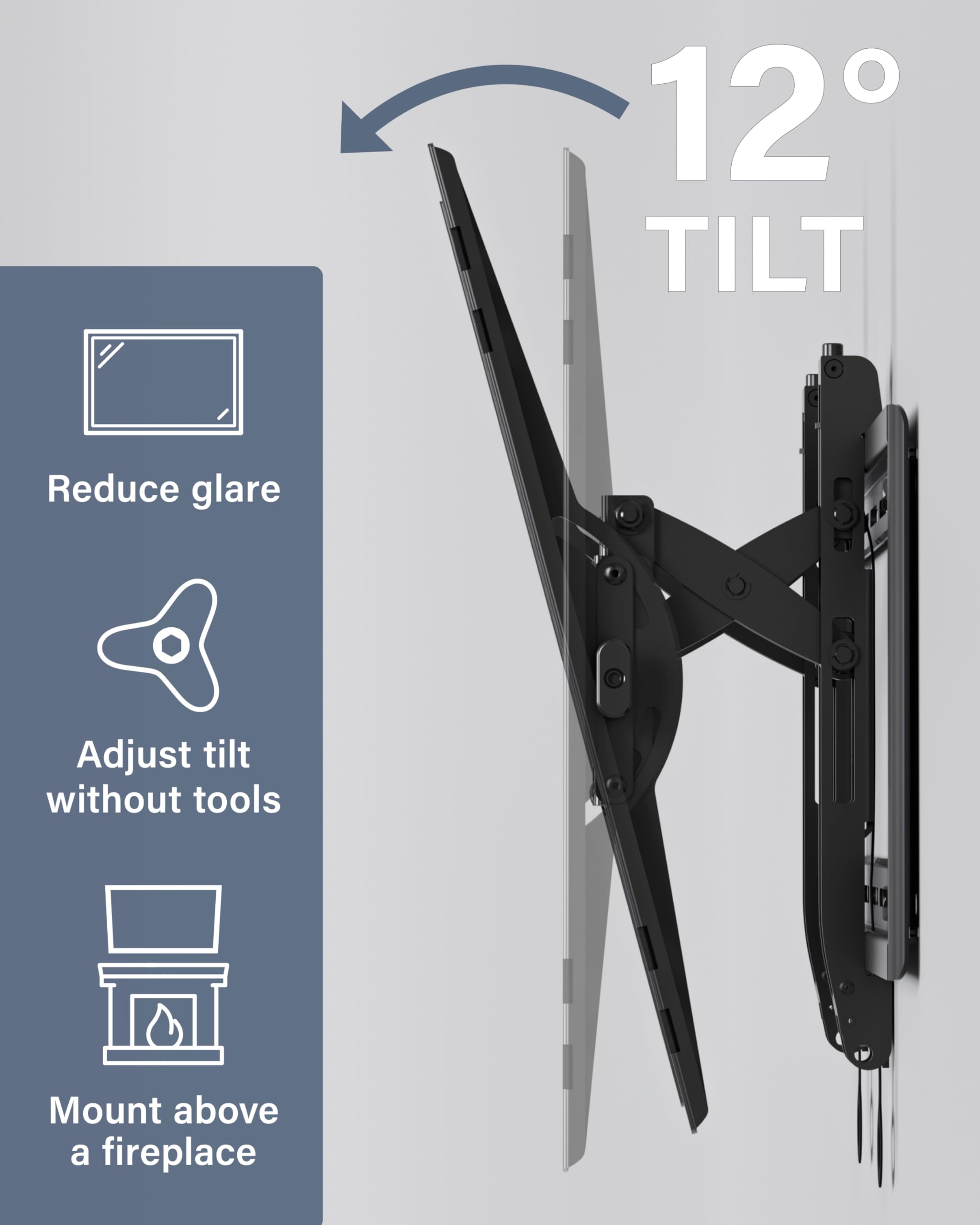 SANUS Tilting TV Wall Mount for 46" - 90” TVs or 150lbs - Premium Tilt Mount w/Universal Fit - Smooth 5.7" Extension Allows for Cable Management - Includes Hardware & Drill Template for Easy Install - Image 3