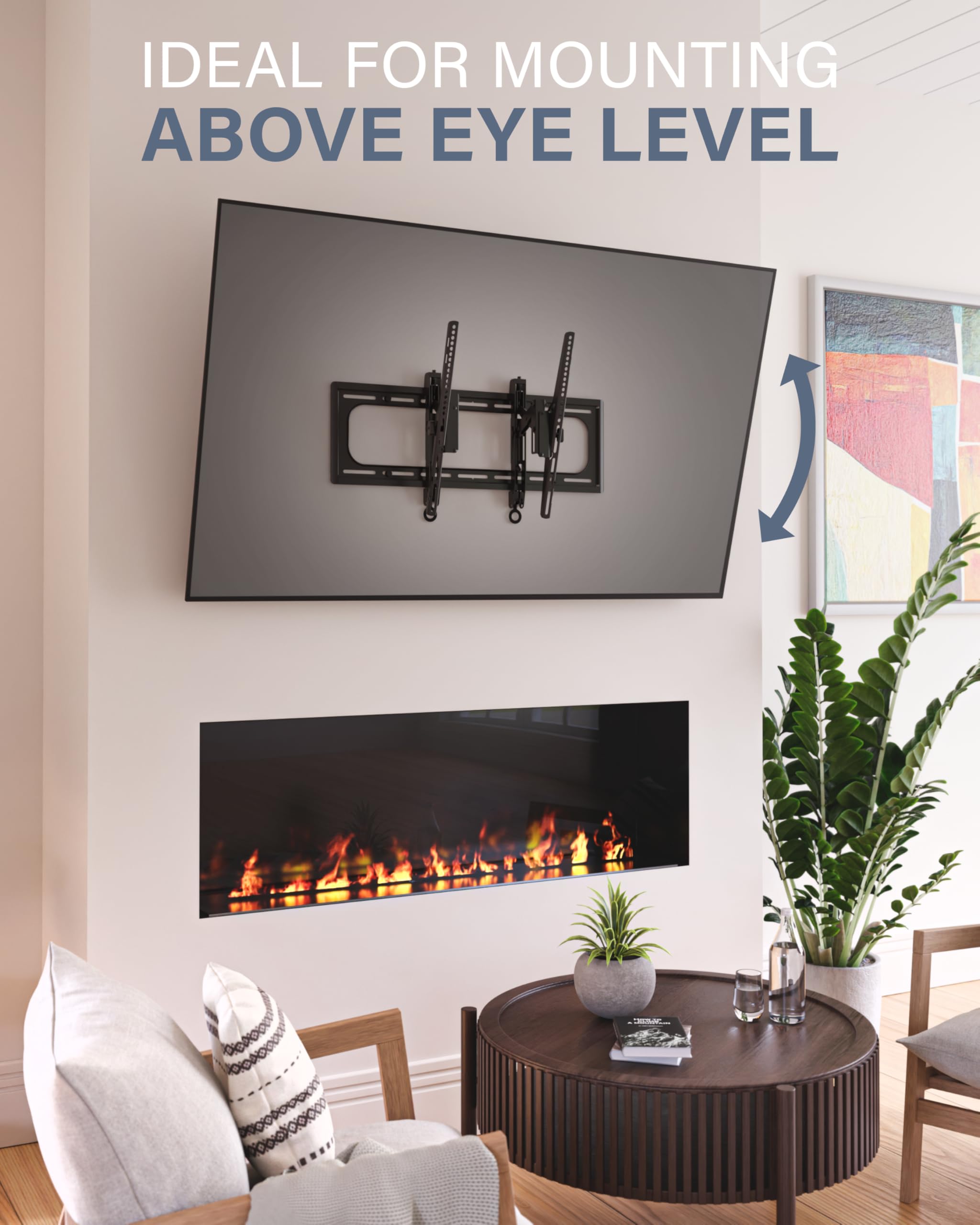 SANUS Tilting TV Wall Mount for 46" - 90” TVs or 150lbs - Premium Tilt Mount w/Universal Fit - Smooth 5.7" Extension Allows for Cable Management - Includes Hardware & Drill Template for Easy Install - Image 9