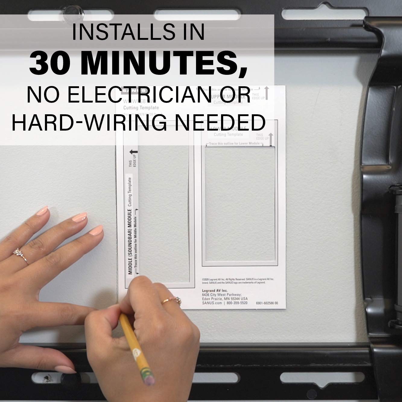 SANUS Ultimate in-Wall Cable Management Kit for Mounted TV & Soundbar - Includes Soundbar & TV Wire Management - Conceals Power, HDMI, Optical, and Low-Voltage Wires Behind Wall Model: WSIWPSB1 - Image 6