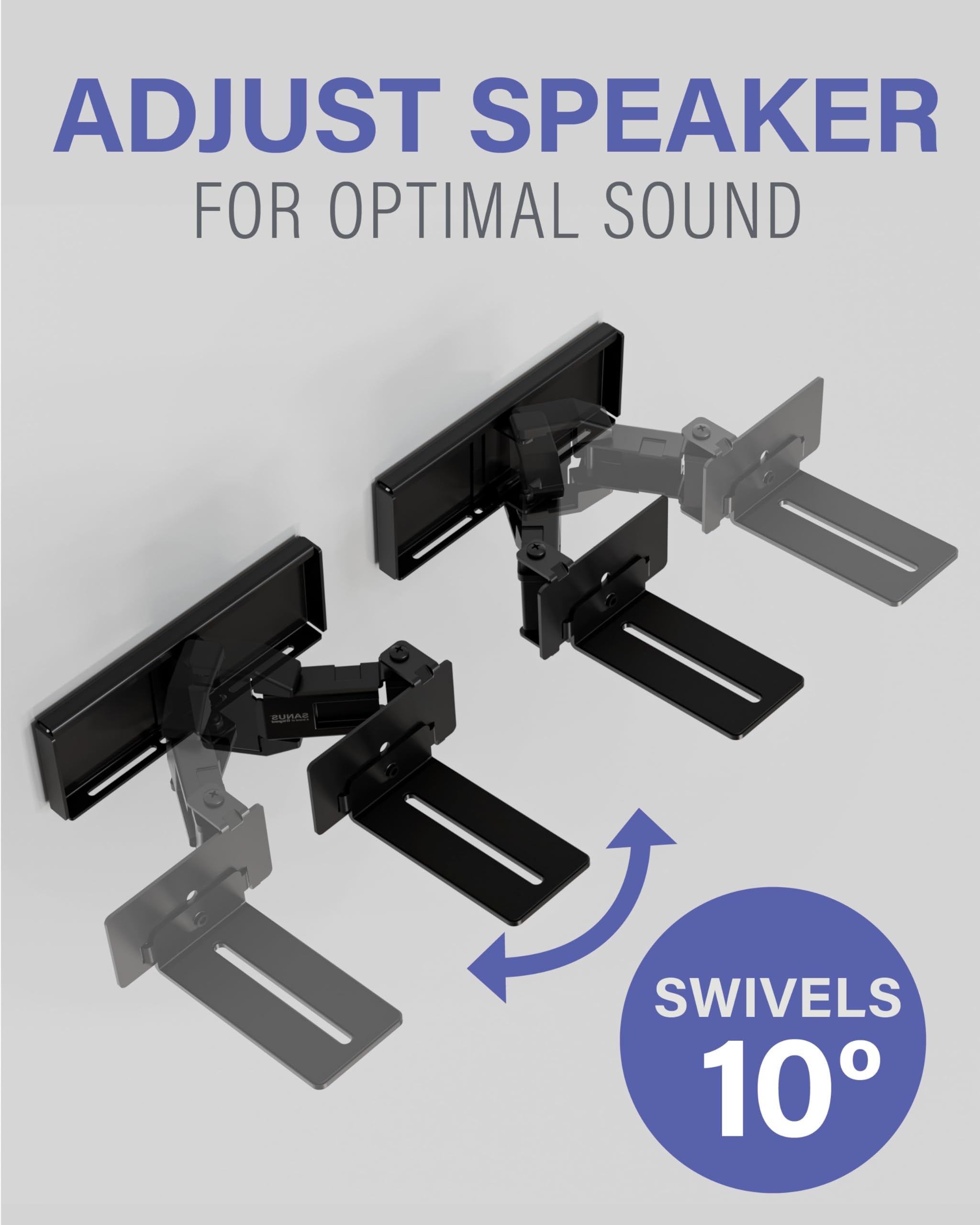 Sanus Universal Extendable Soundbar Wall Mount - Compatible with Most Soundbars, Under TV Speaker Mounts for an Easy & Secure Installation of Your Soundbar - Image 5